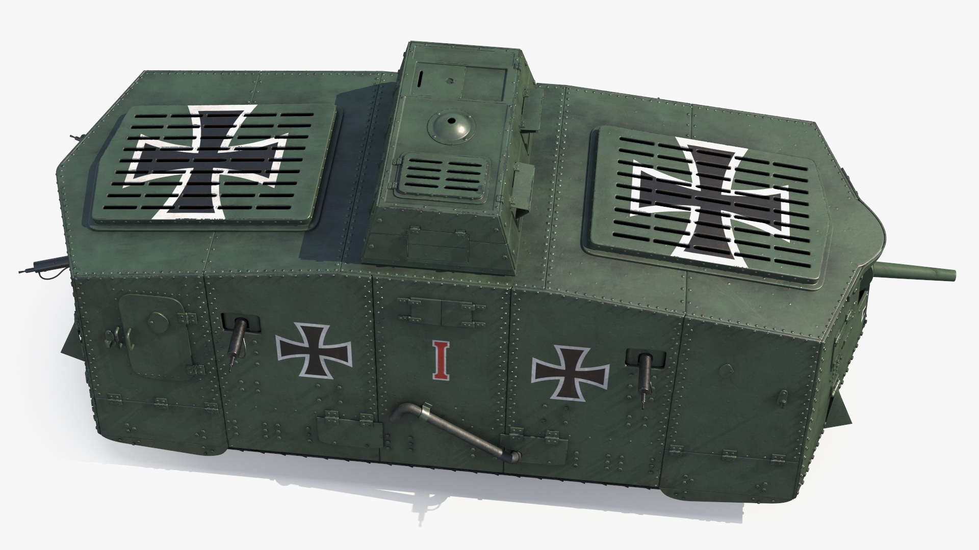 3D Sturmpanzerwagen A7V Deutscher WW1 Panzer Rigged model