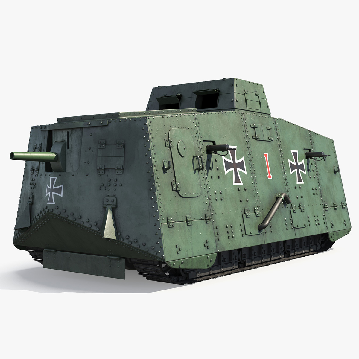 3D Sturmpanzerwagen A7V Deutscher WW1 Panzer Rigged model
