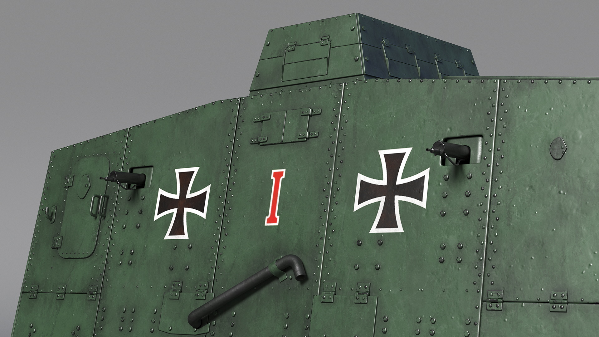 3D Sturmpanzerwagen A7V Deutscher WW1 Panzer Rigged model