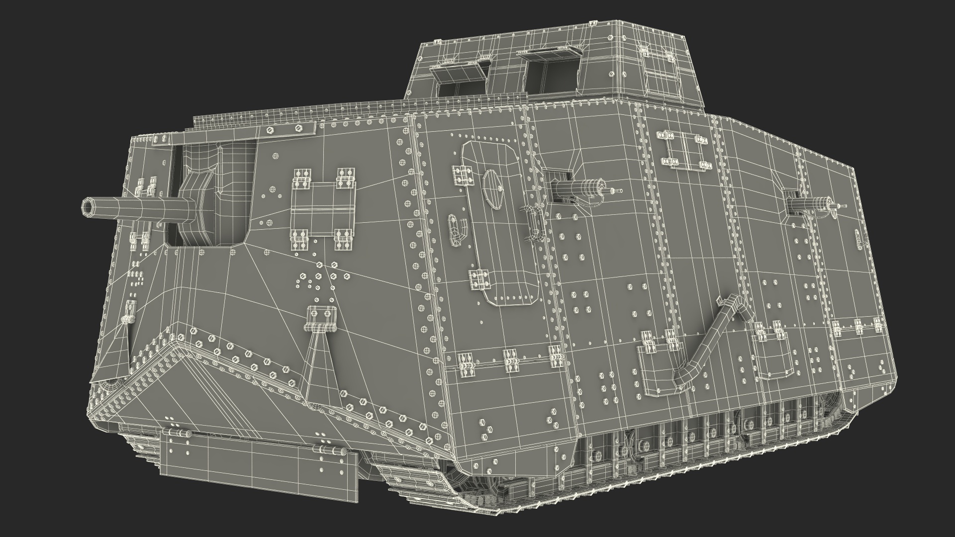 3D Sturmpanzerwagen A7V Deutscher WW1 Panzer Rigged model