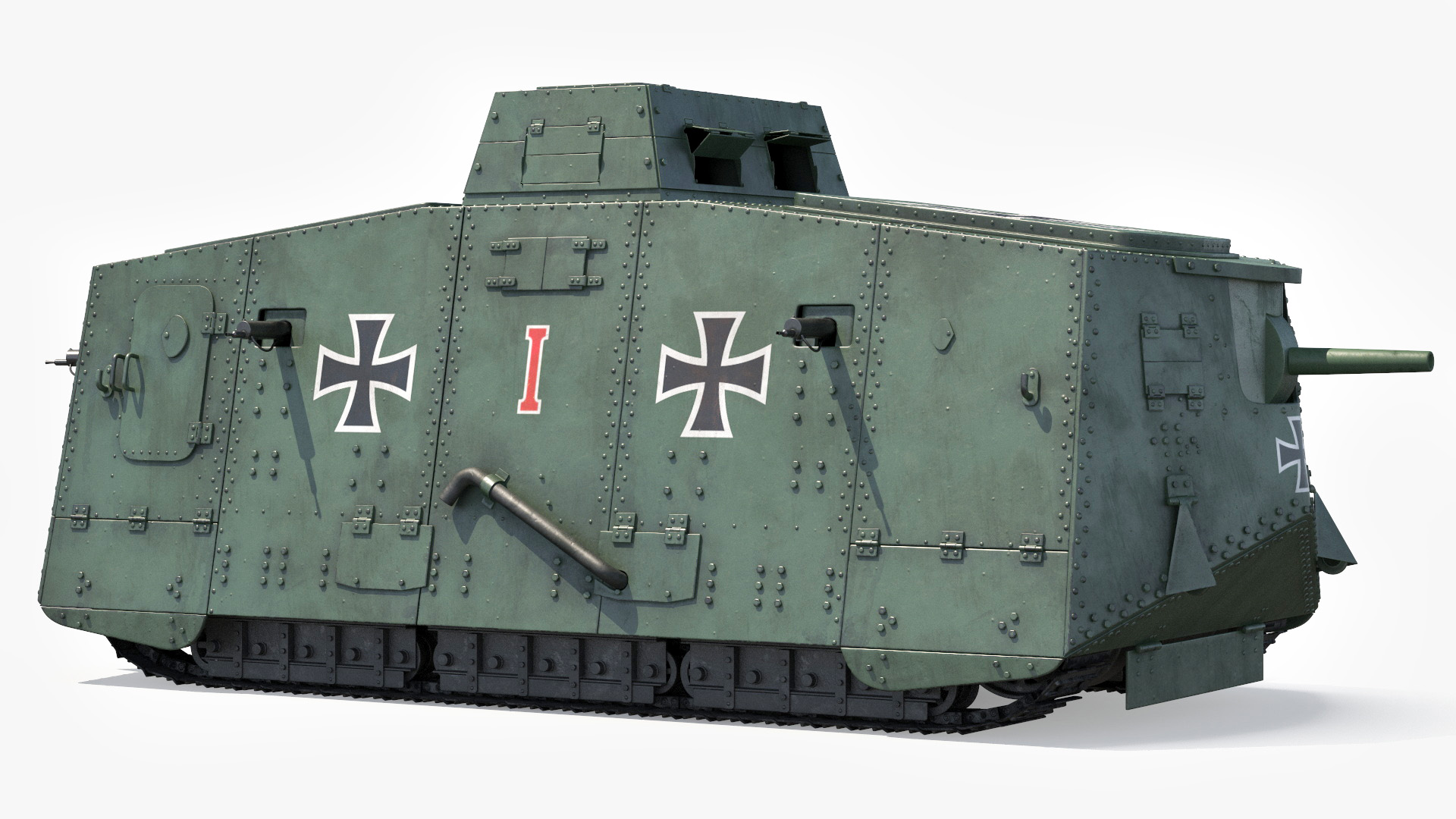 3D Sturmpanzerwagen A7V Deutscher WW1 Panzer Rigged model
