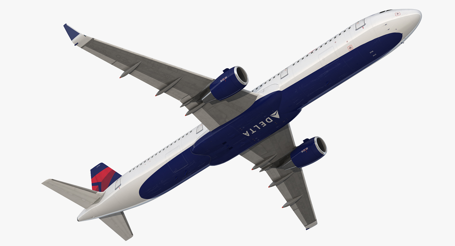 Airbus A321 Delta Airlines with Interior Rigged 3D