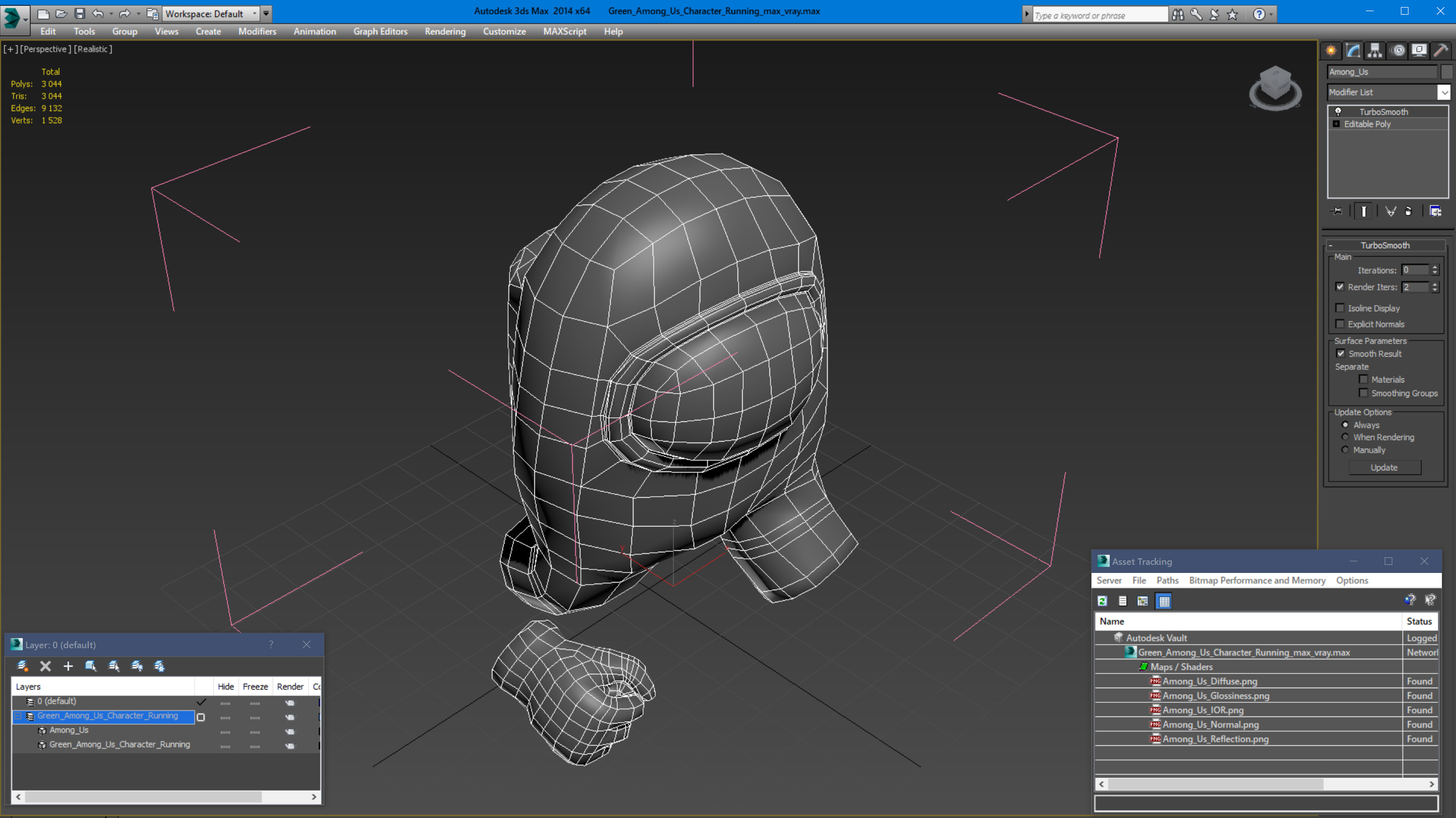 Green Among Us Character Running 3D