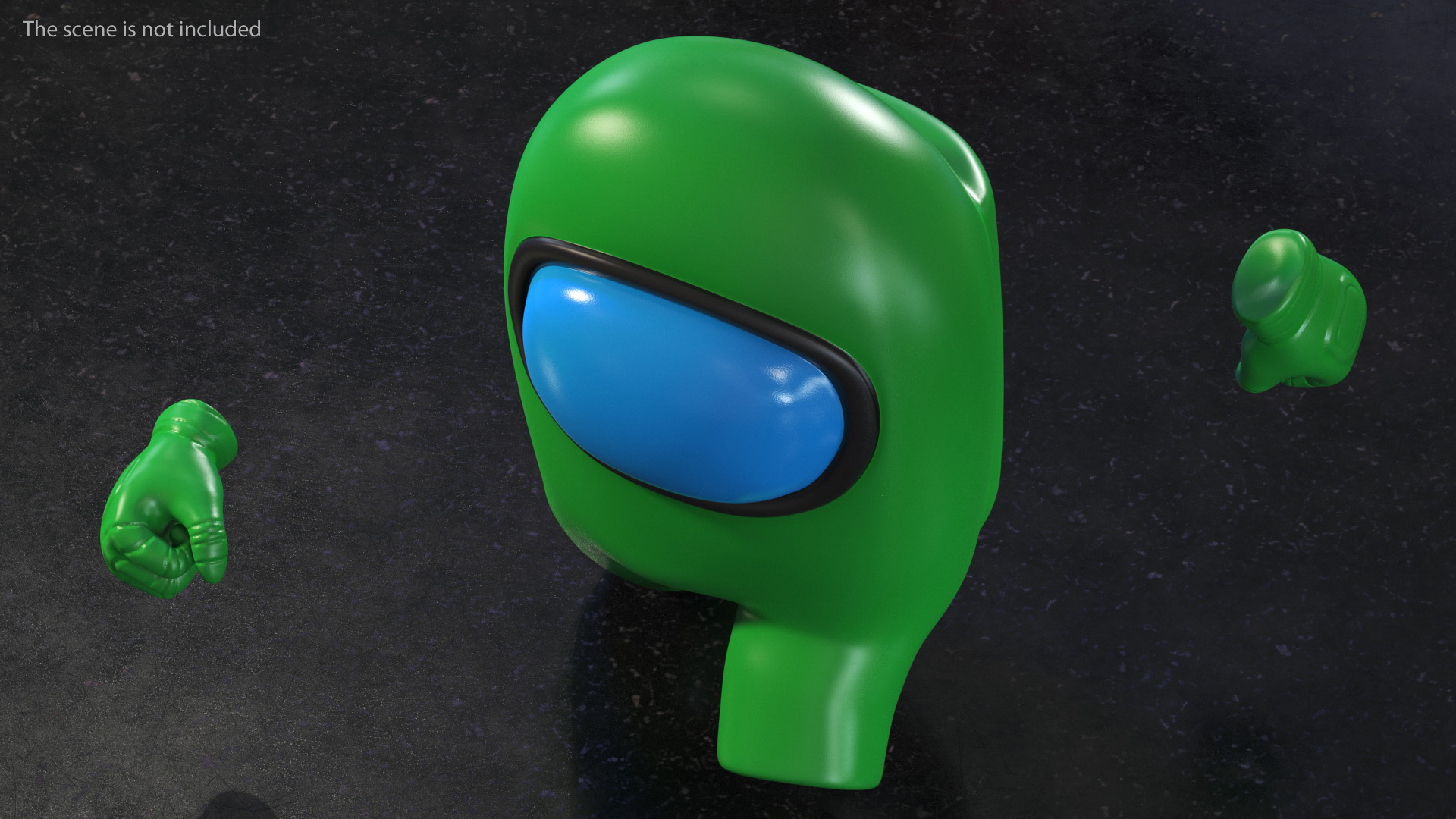 Green Among Us Character Running 3D