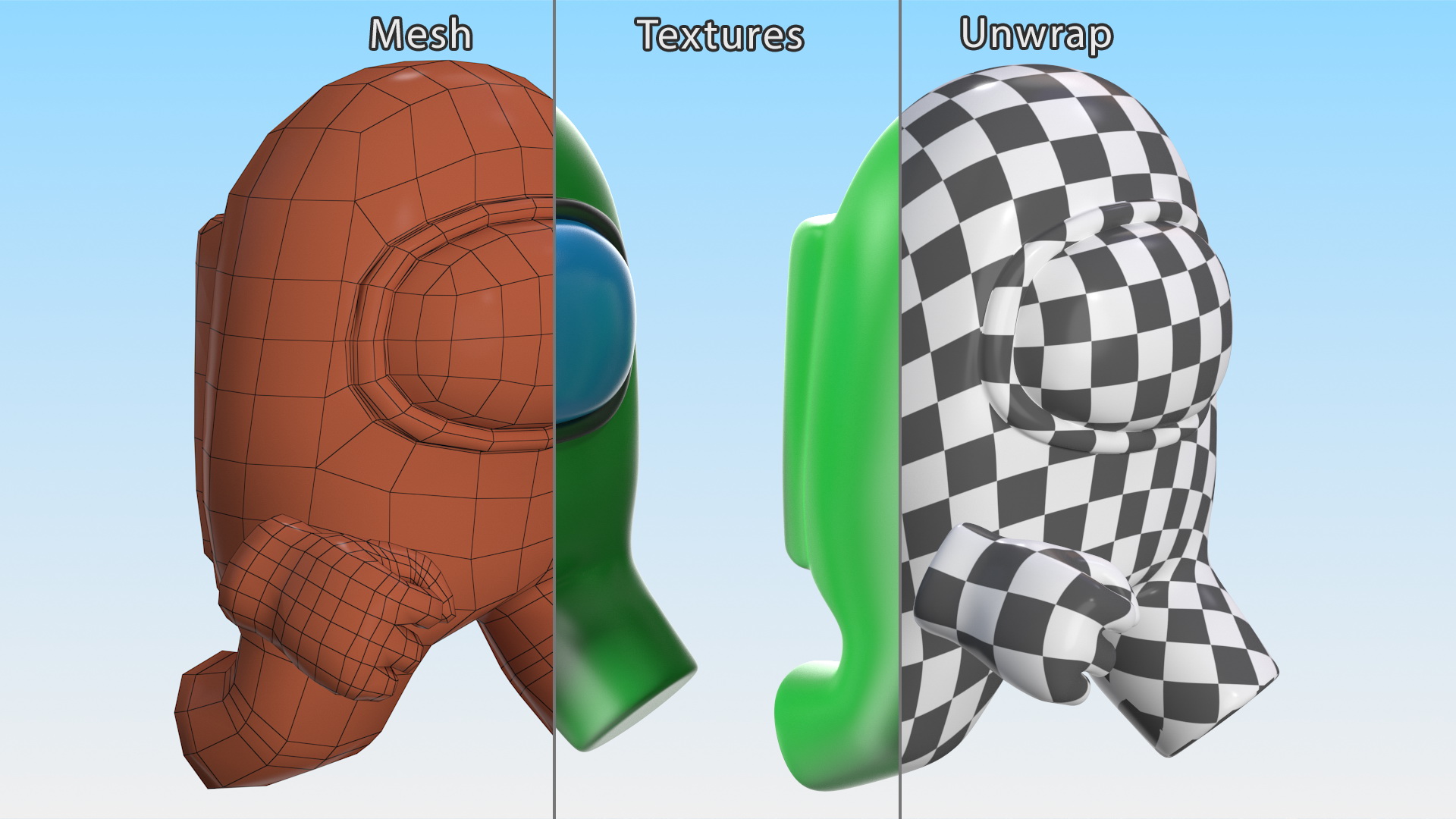 Green Among Us Character Running 3D