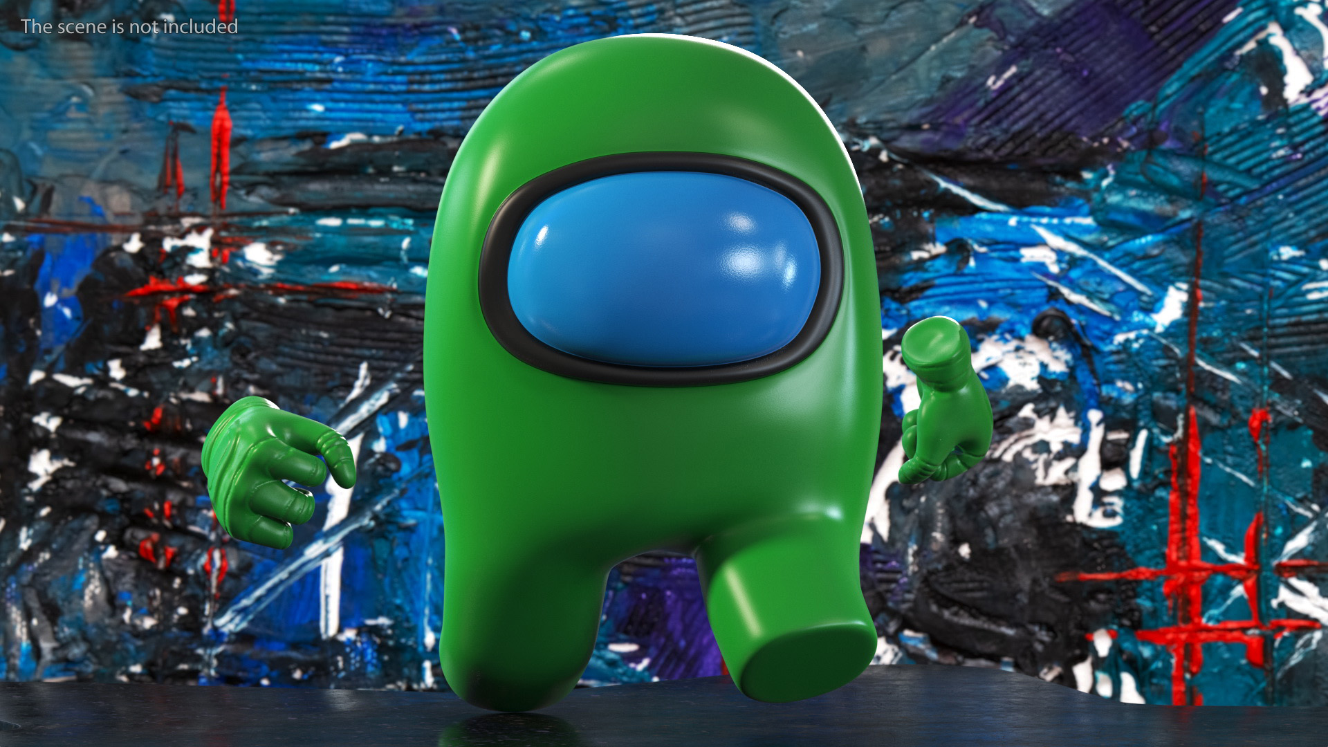 Green Among Us Character Running 3D