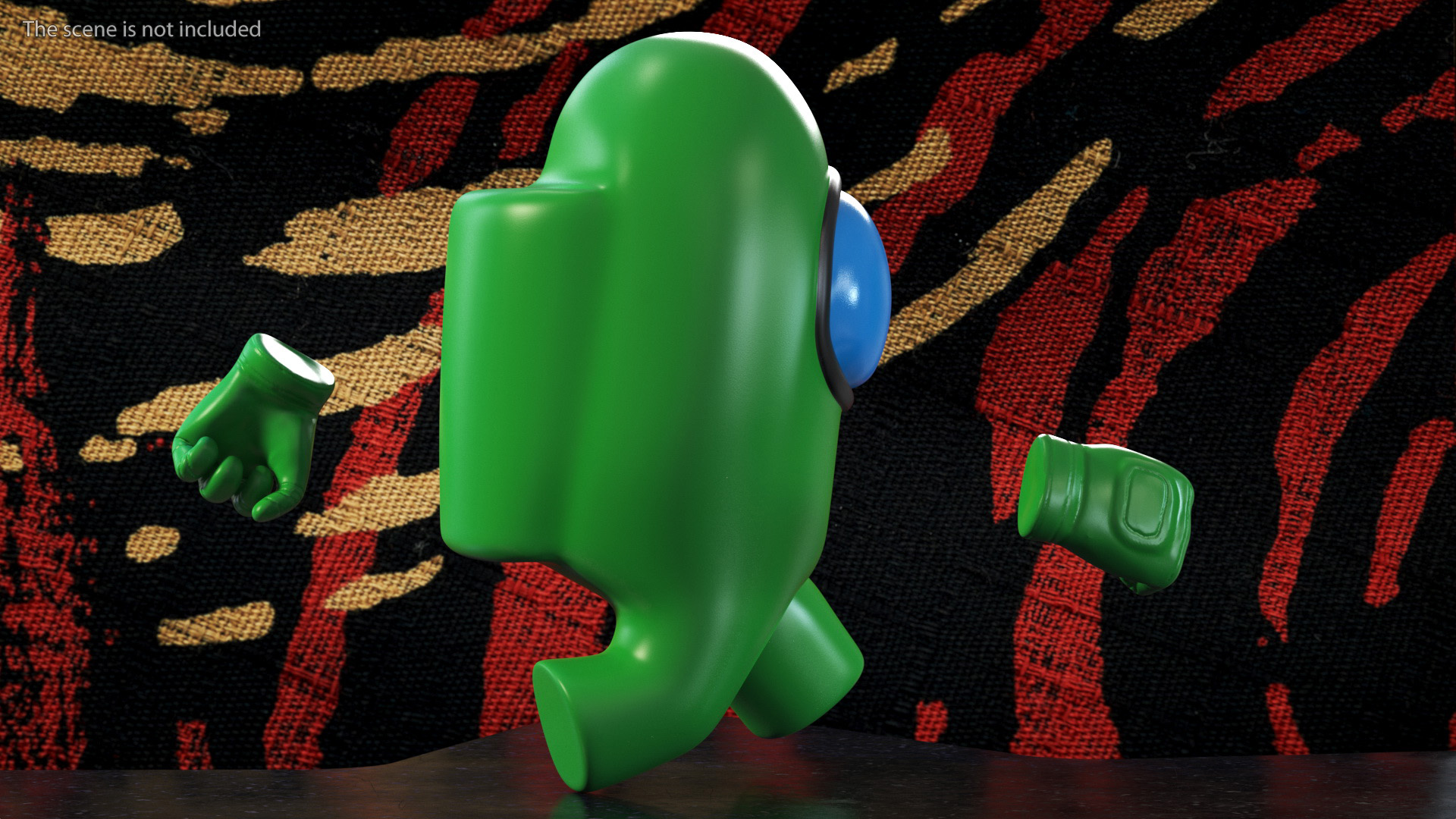 Green Among Us Character Running 3D