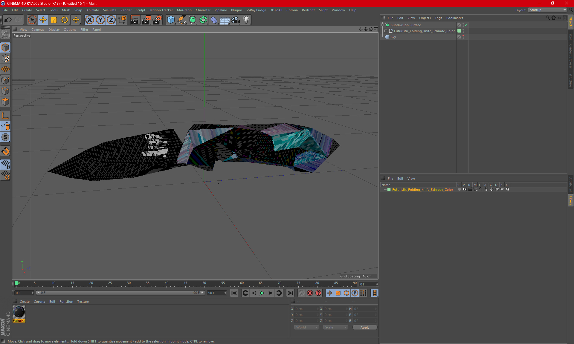 3D Futuristic Folding Knife Schrade Color model