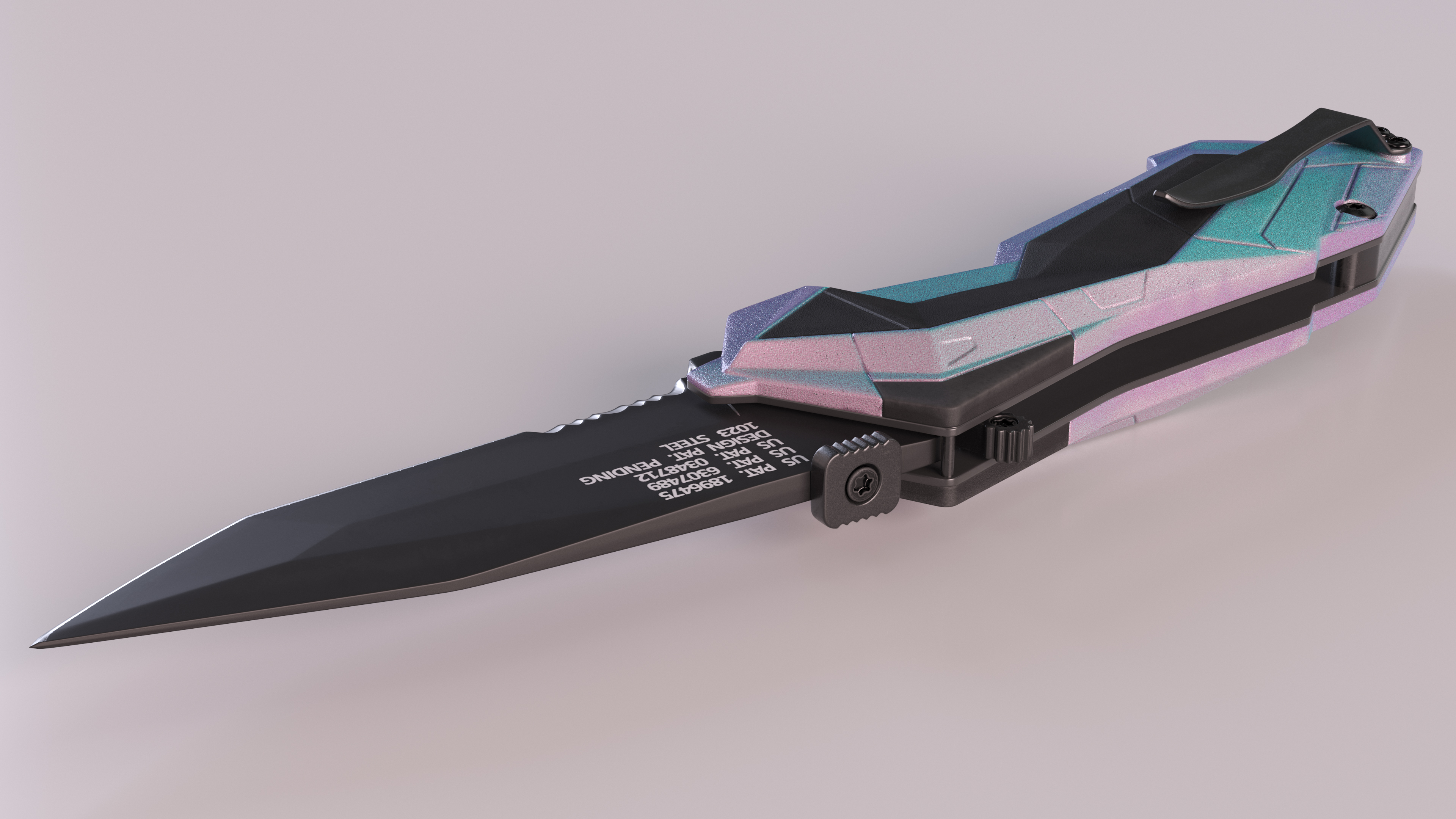 3D Futuristic Folding Knife Schrade Color model