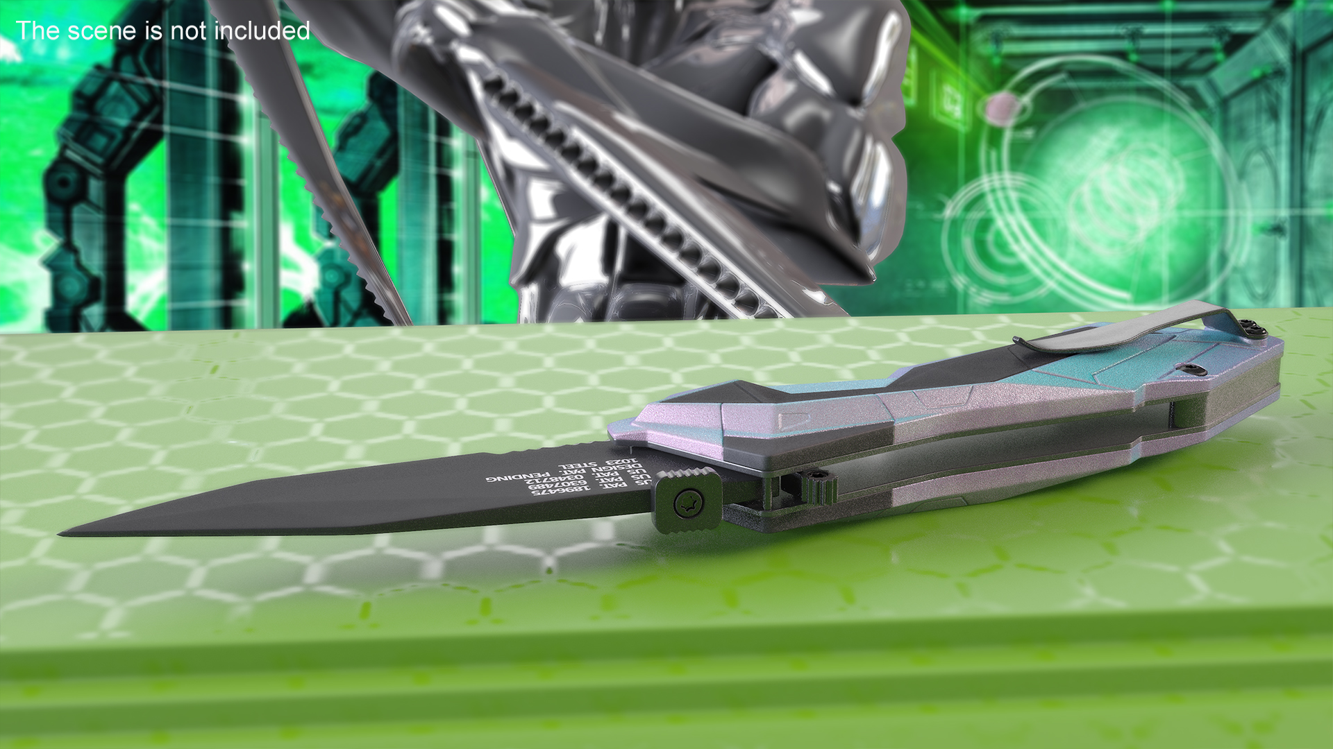 3D Futuristic Folding Knife Schrade Color model