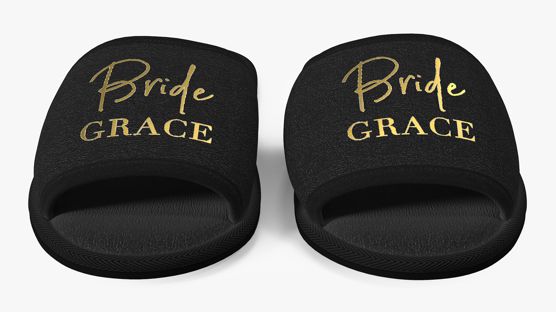 3D Bride Grace Slippers Black