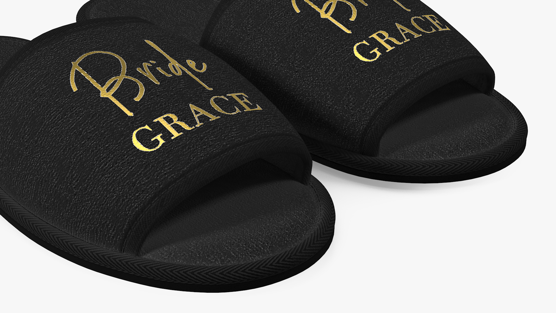 3D Bride Grace Slippers Black