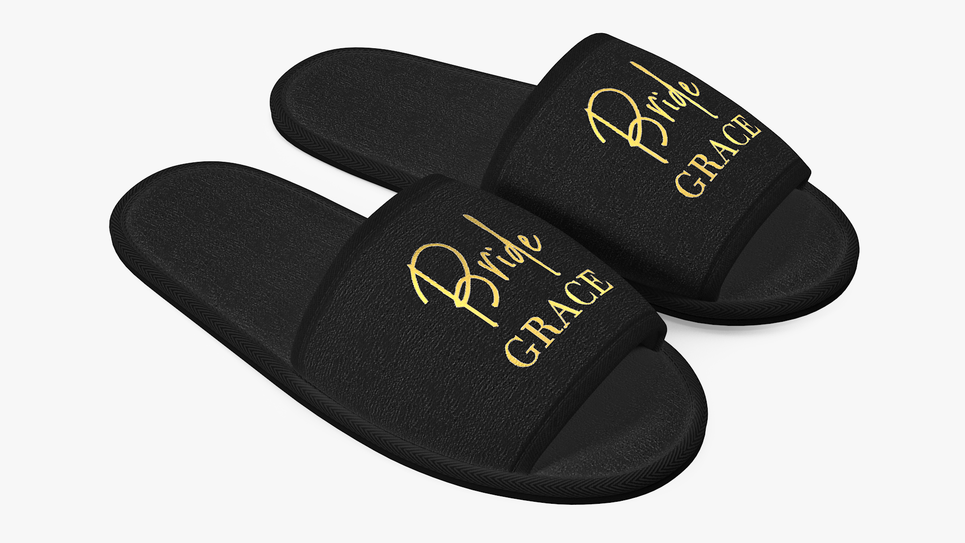 3D Bride Grace Slippers Black