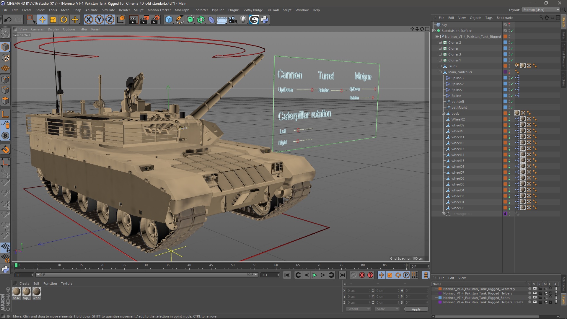 Norinco VT-4 Pakistan Tank Rigged for Cinema 4D 3D