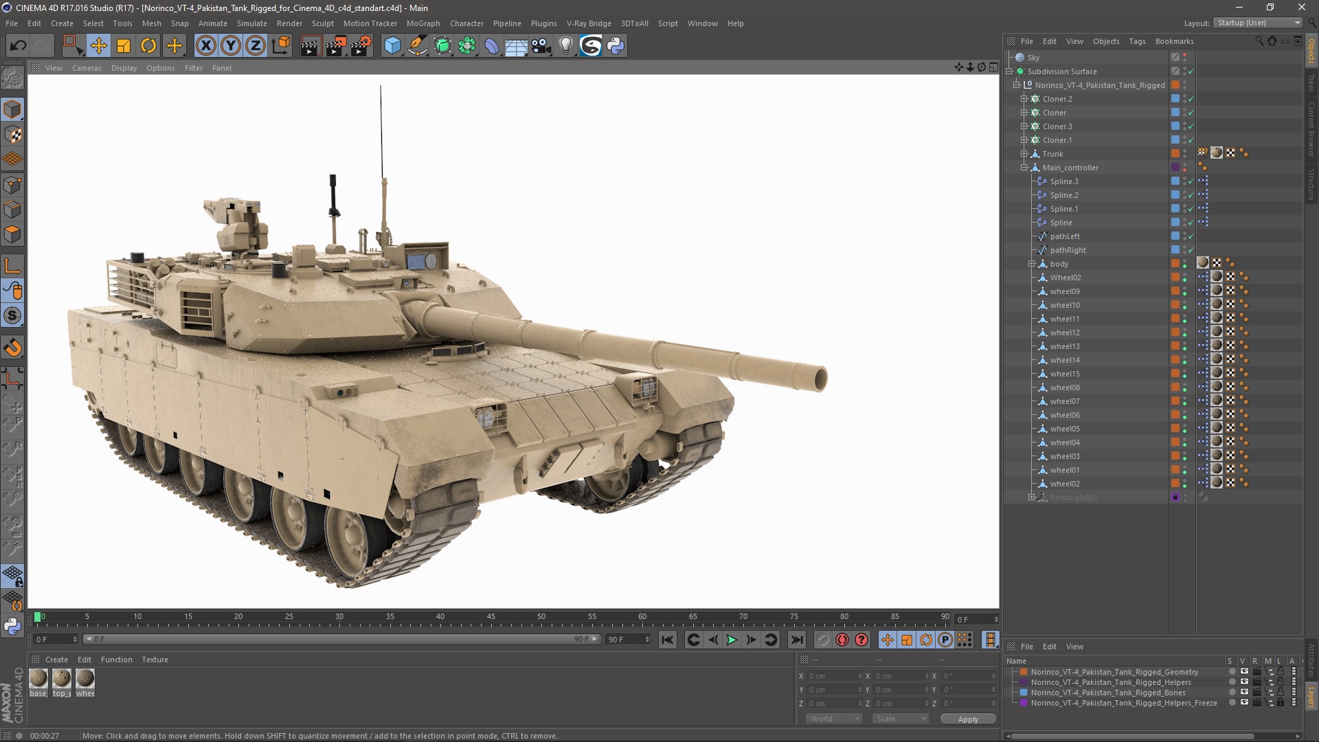 Norinco VT-4 Pakistan Tank Rigged for Cinema 4D 3D