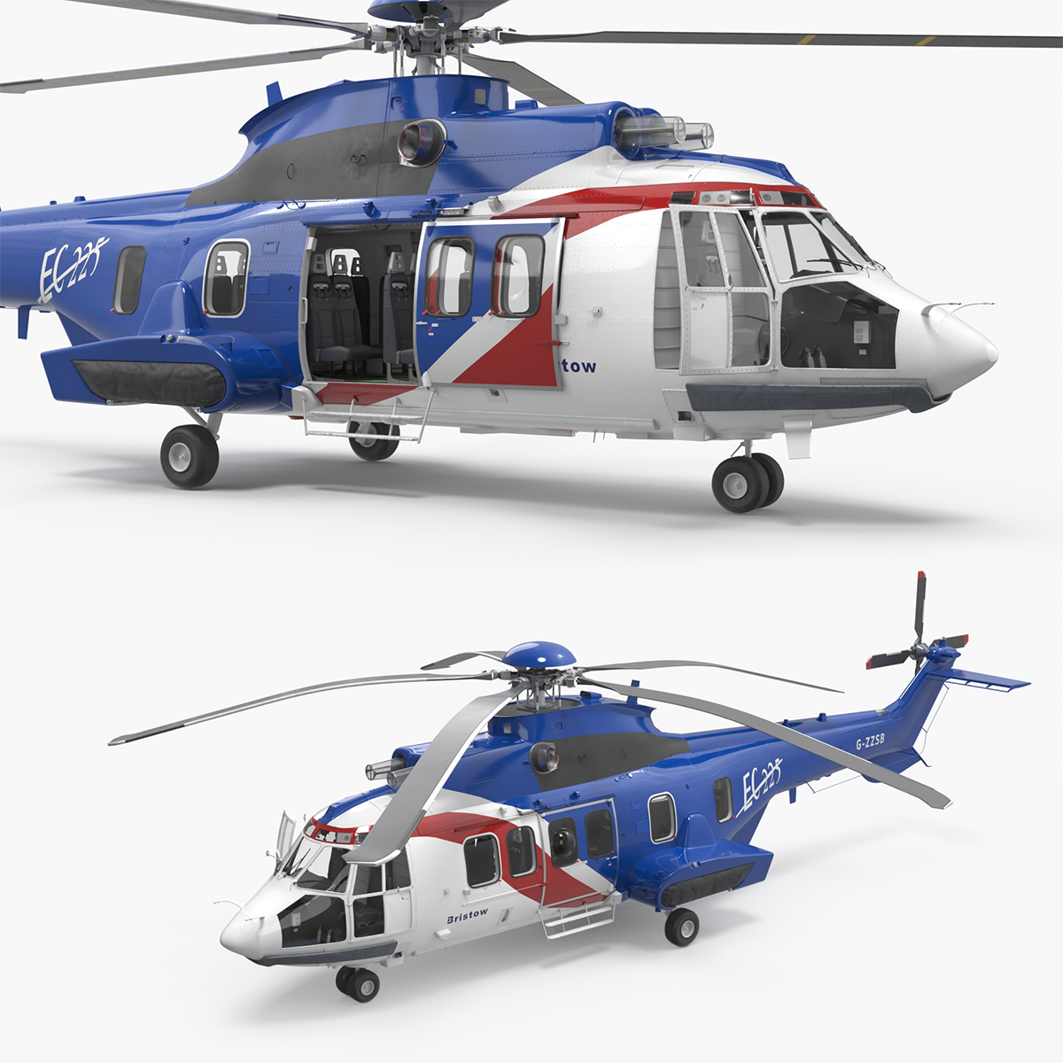 Airbus H225 Super Puma Helicopter with Interior Rigged