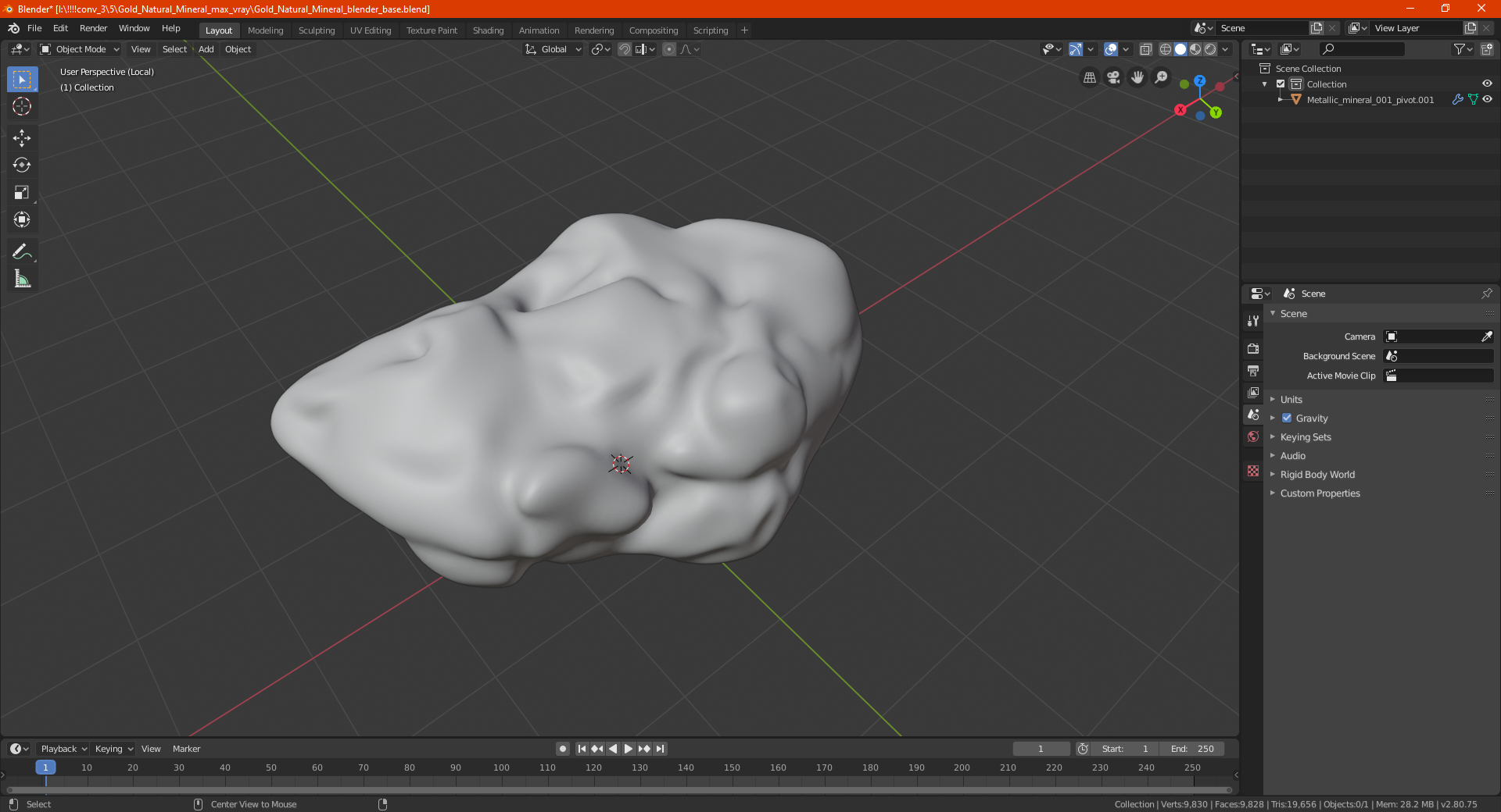 Silver Natural Mineral 3D