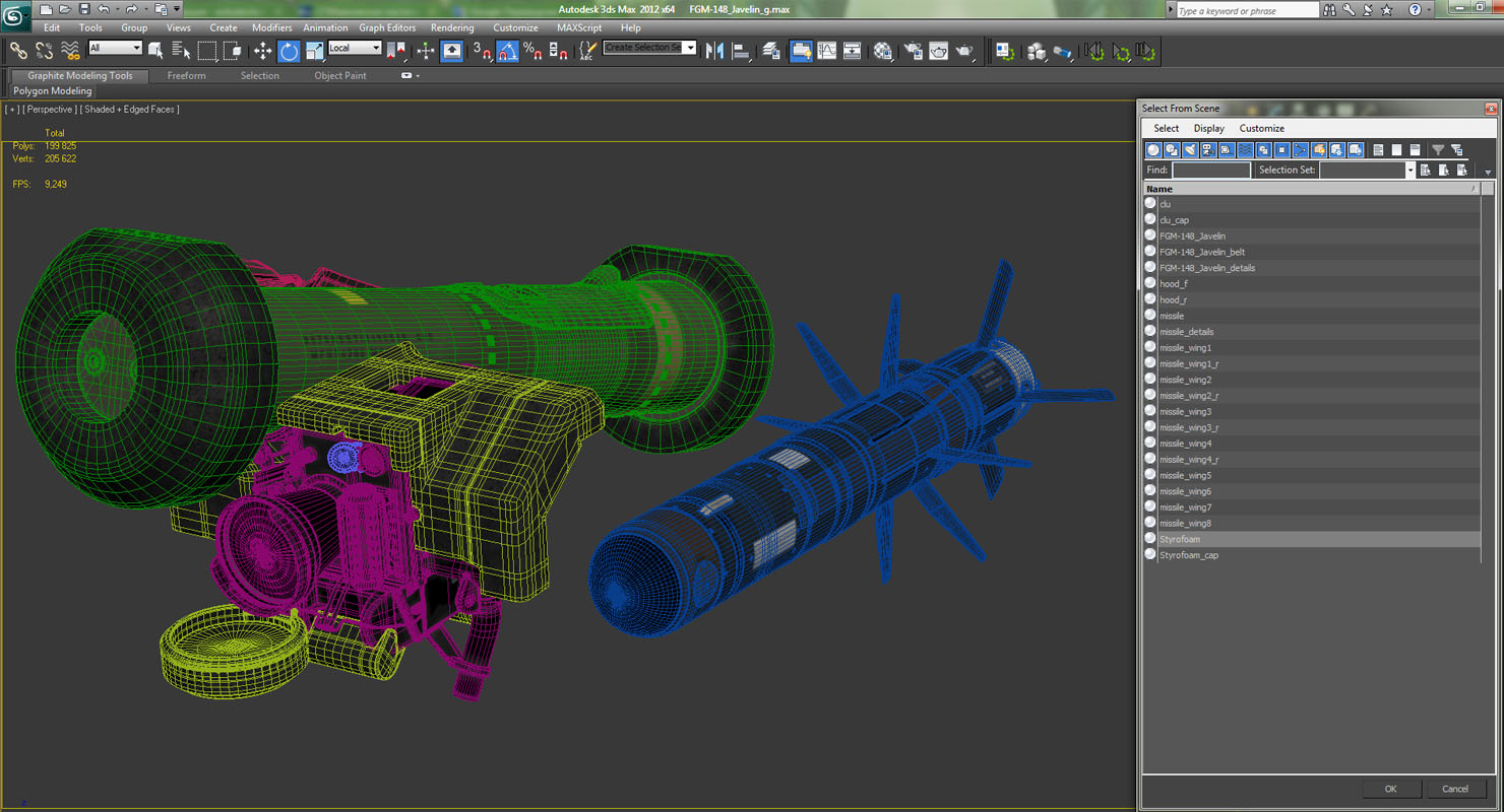 Anti Tank Missile FGM 148 Javelin Set Rigged 3D model