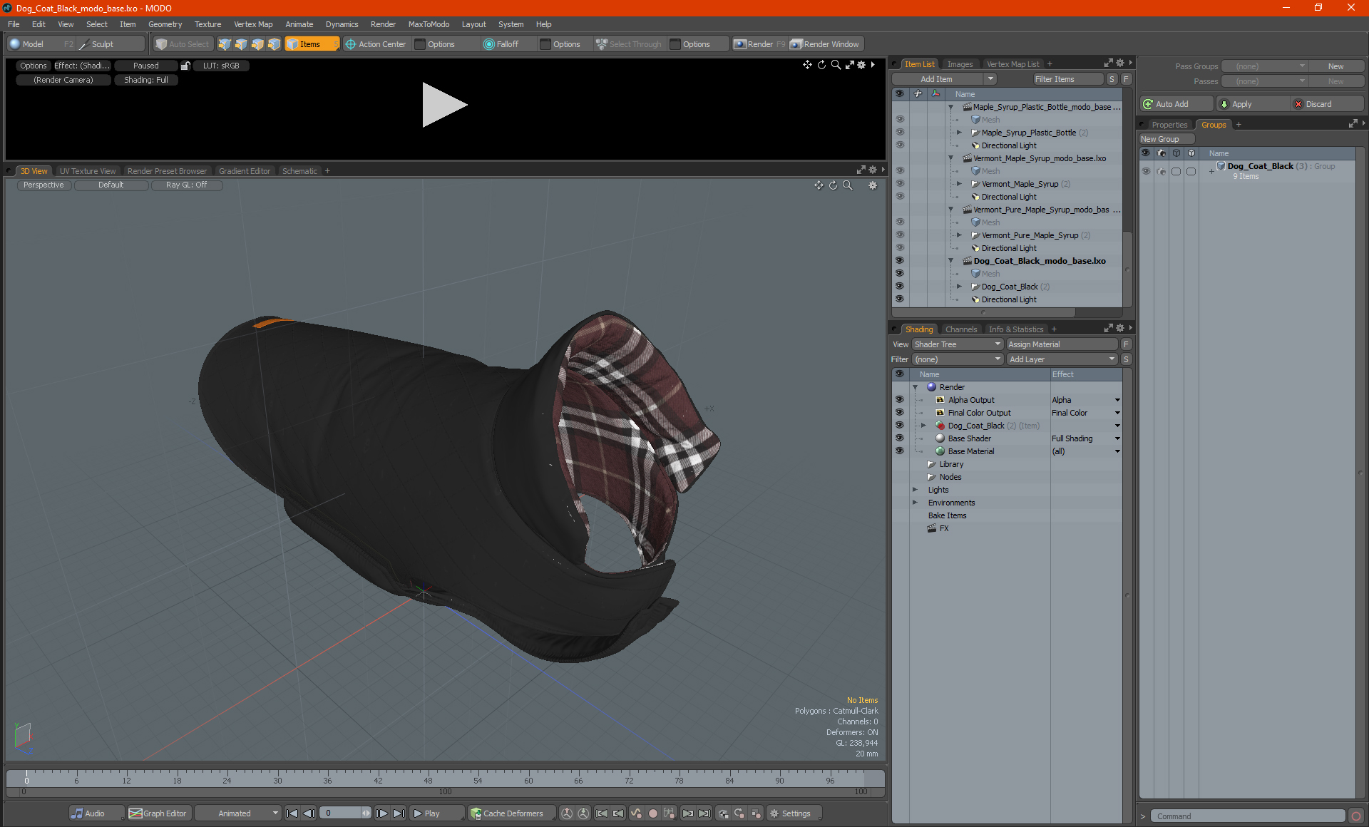 Dog Coat Black 3D model