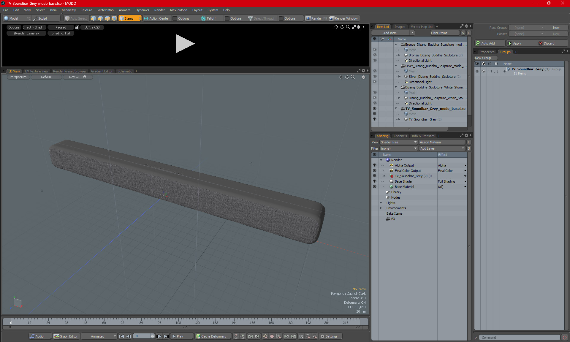 3D TV Soundbar Grey