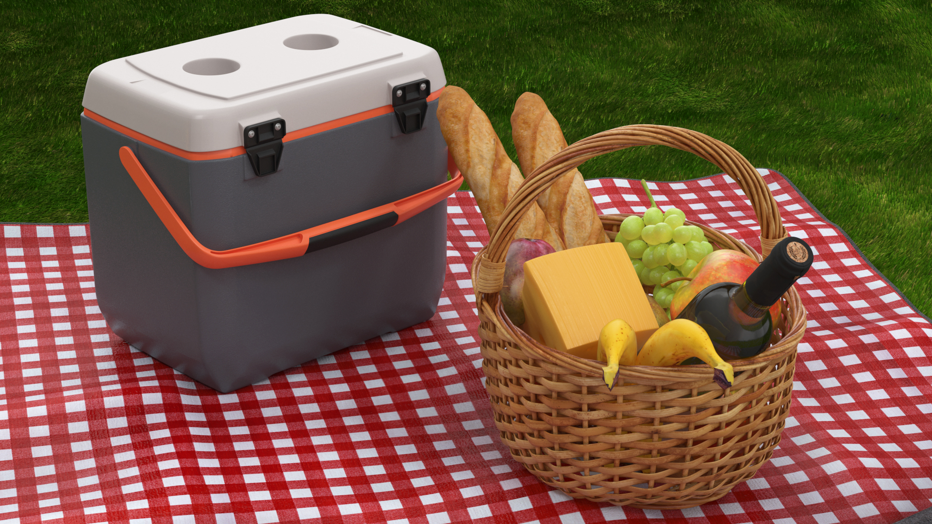 Picnic Food with Campfire Fur 3D model