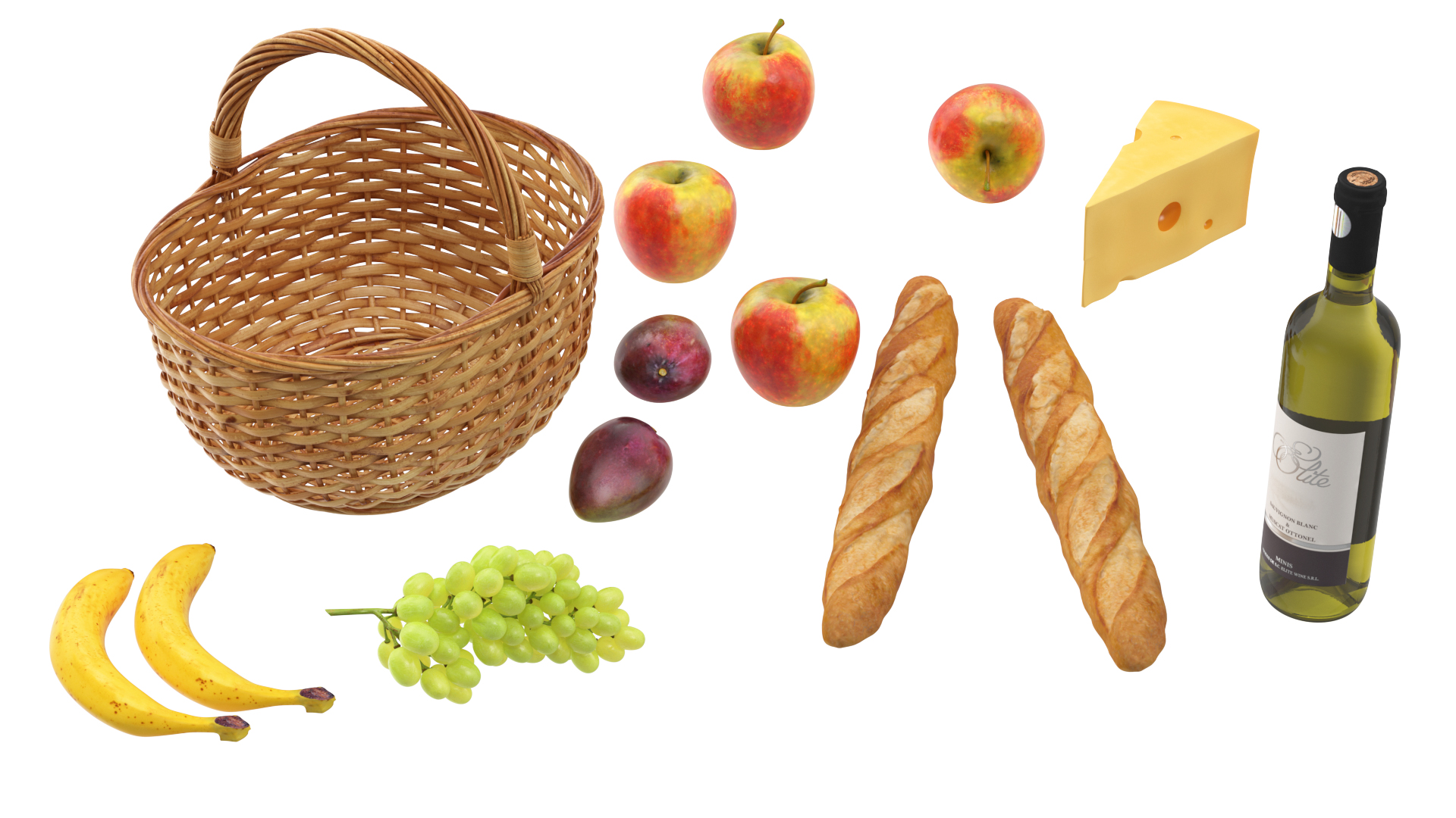 Picnic Food with Campfire Fur 3D model