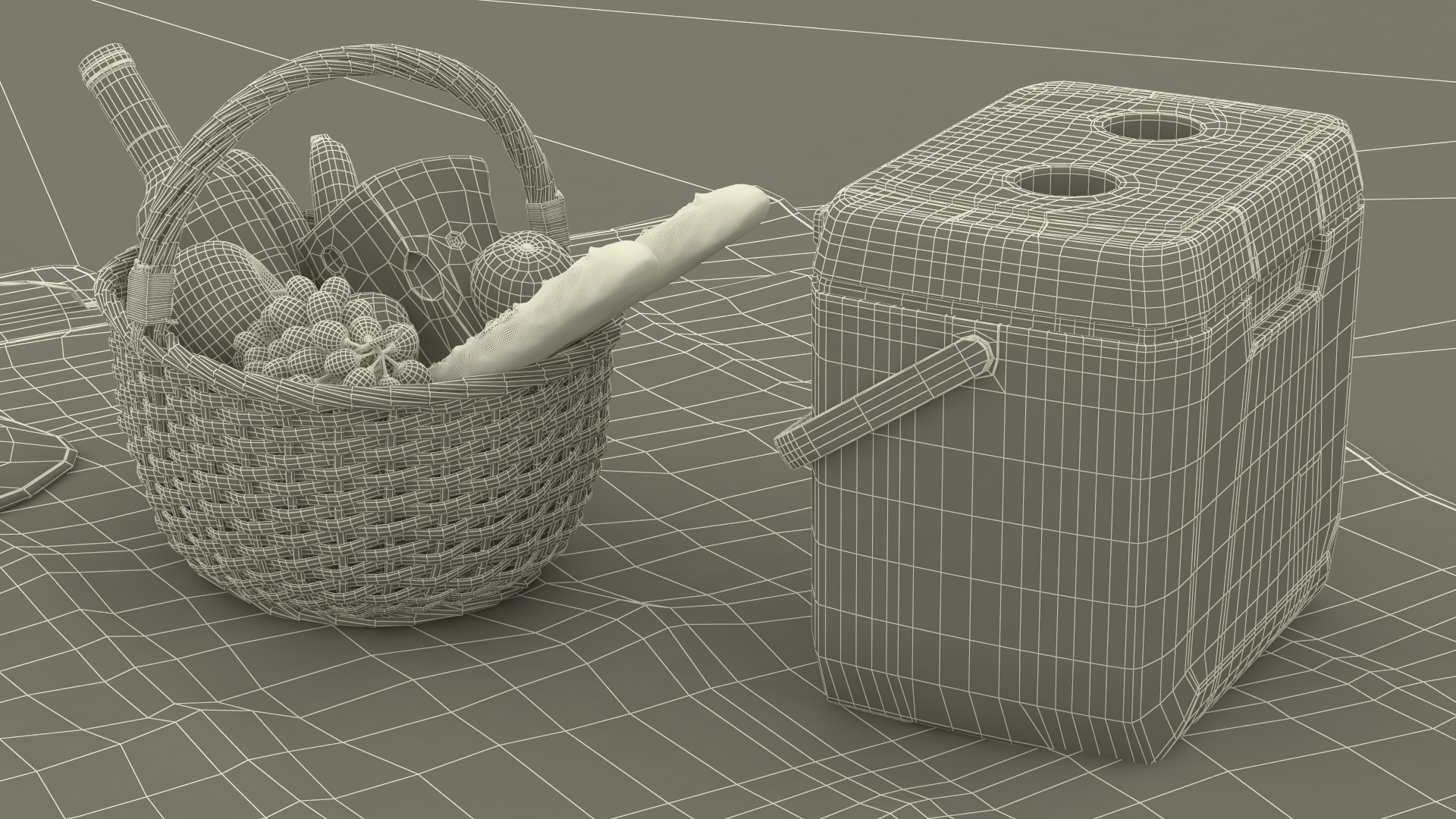 Picnic Food with Campfire Fur 3D model