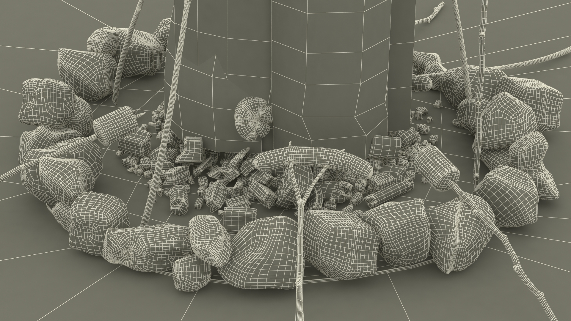 Picnic Food with Campfire Fur 3D model