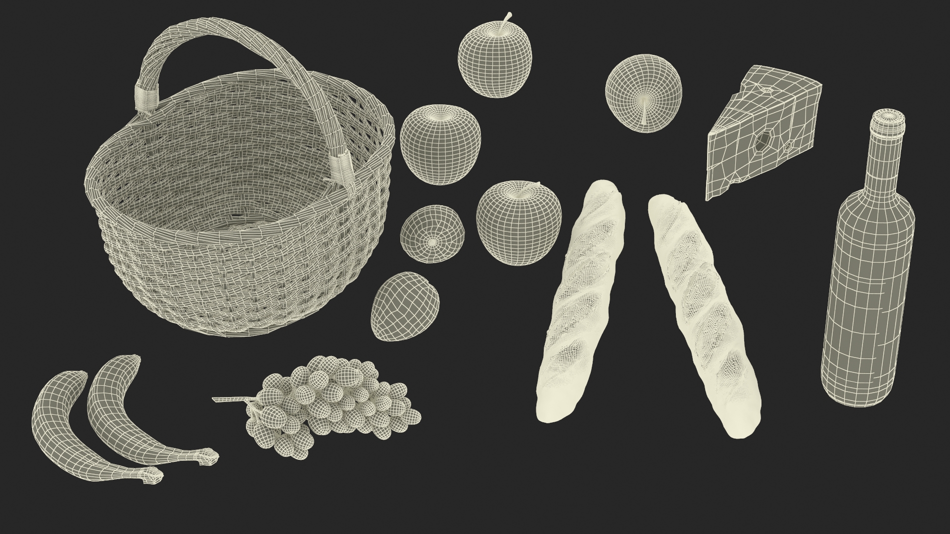 Picnic Food with Campfire Fur 3D model