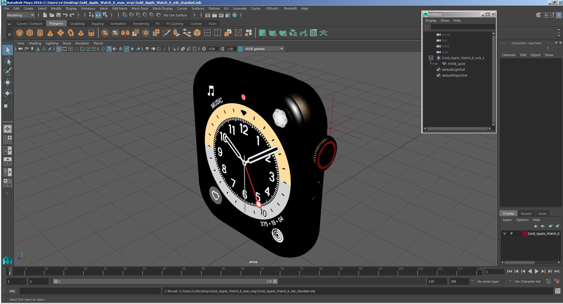 3D Gold Apple Watch 6 model