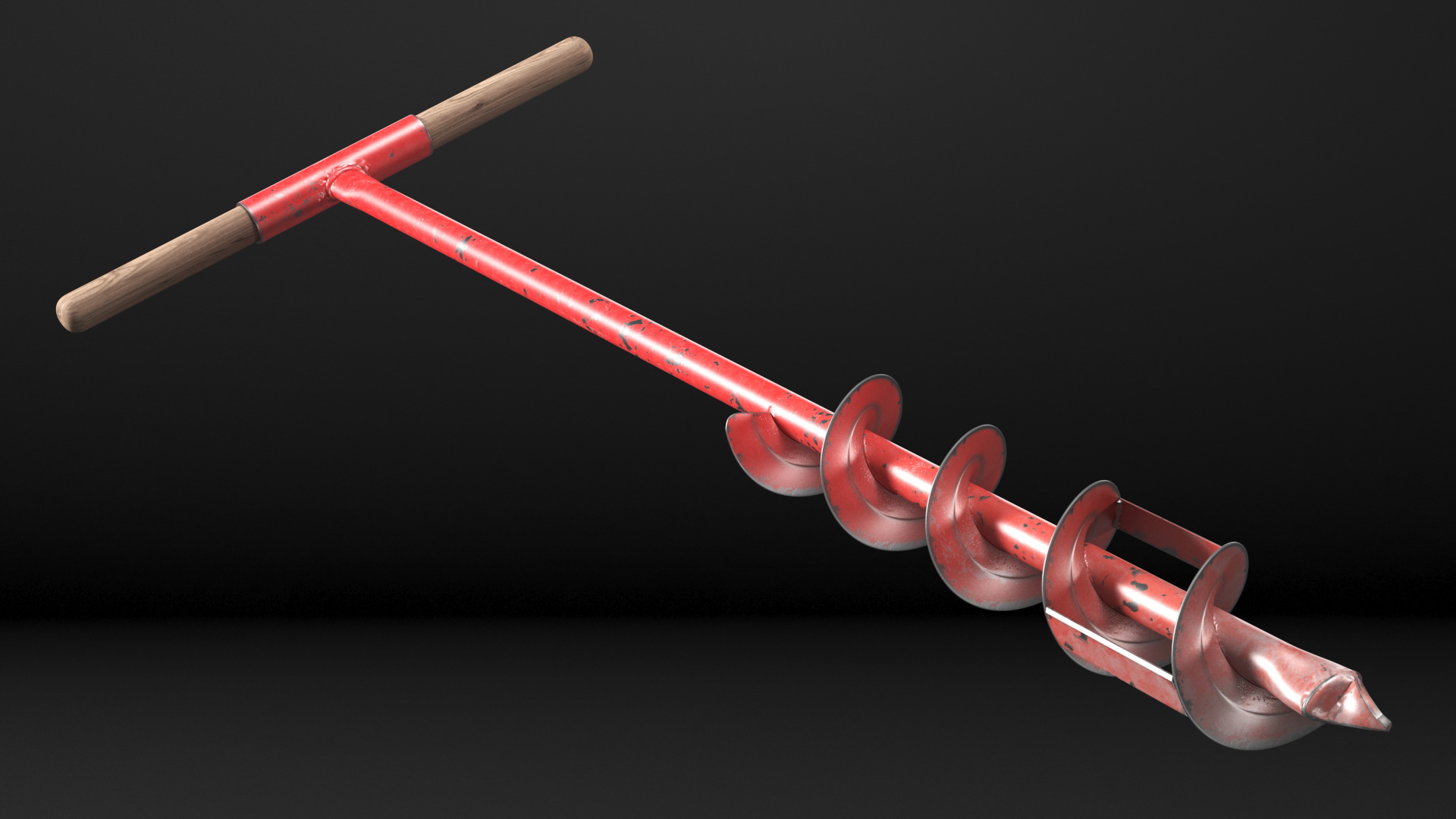 Old Red Steel Hand Drill 3D model