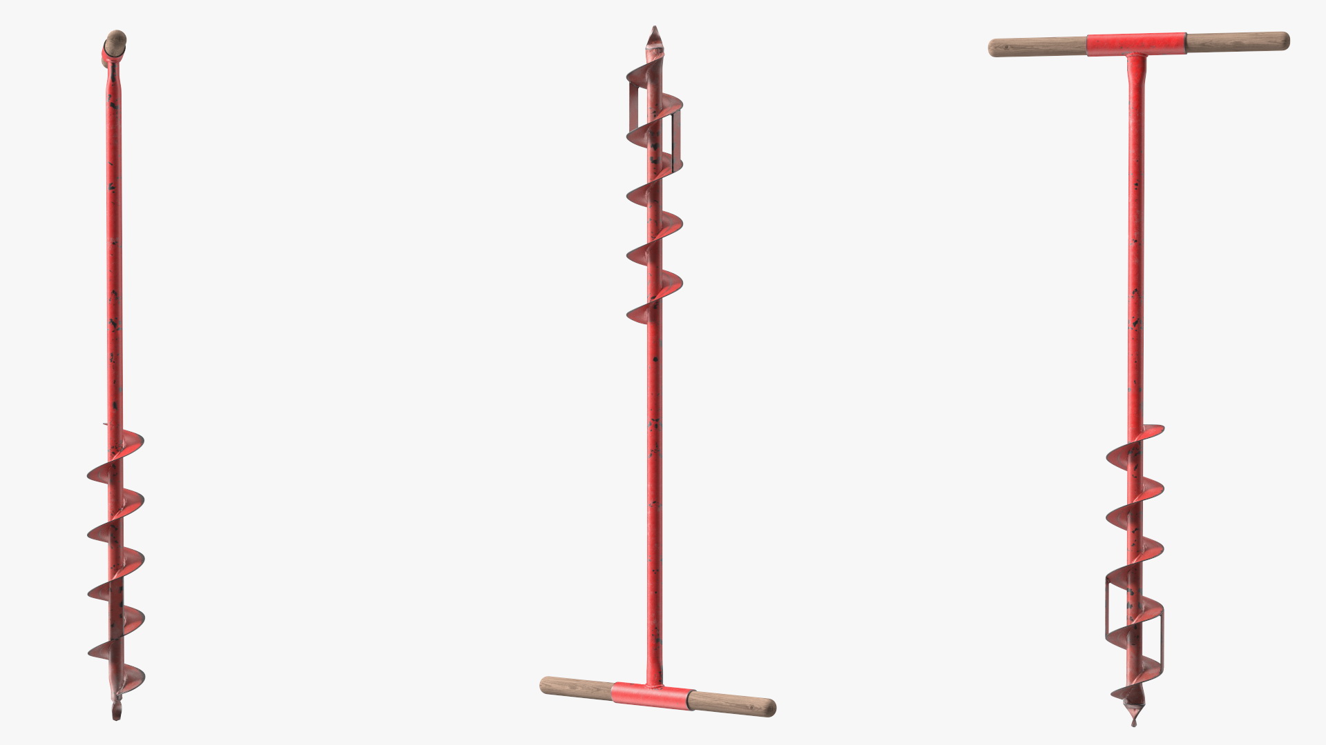 Old Red Steel Hand Drill 3D model