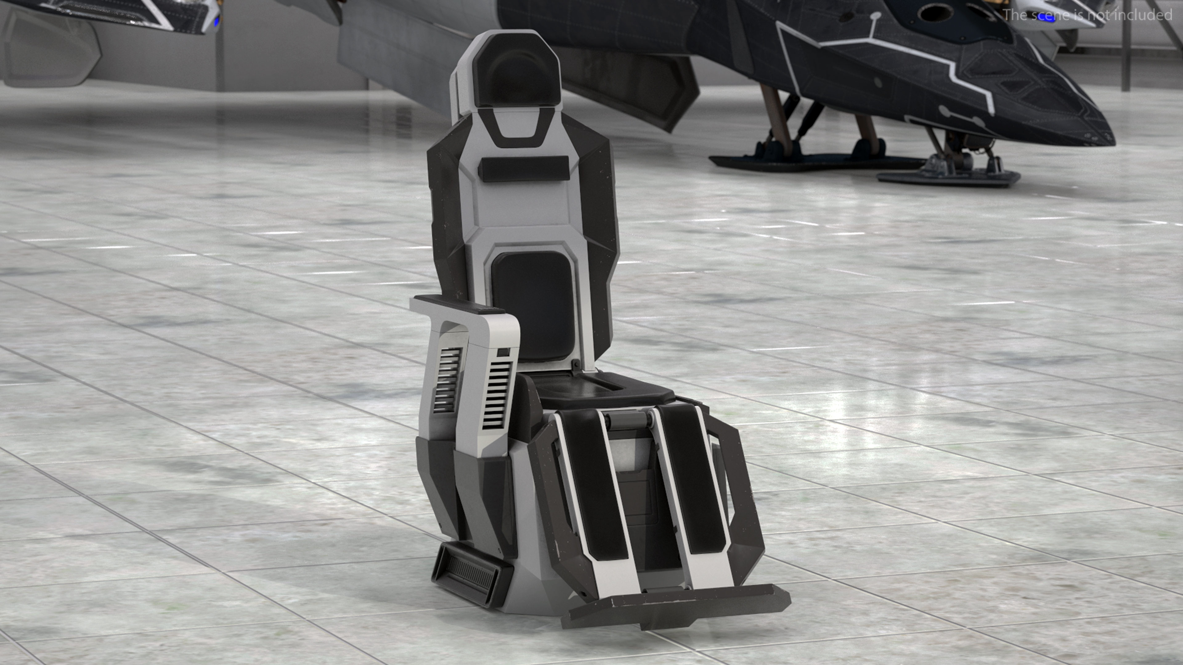 3D Pilot Seat Futuristic Grey