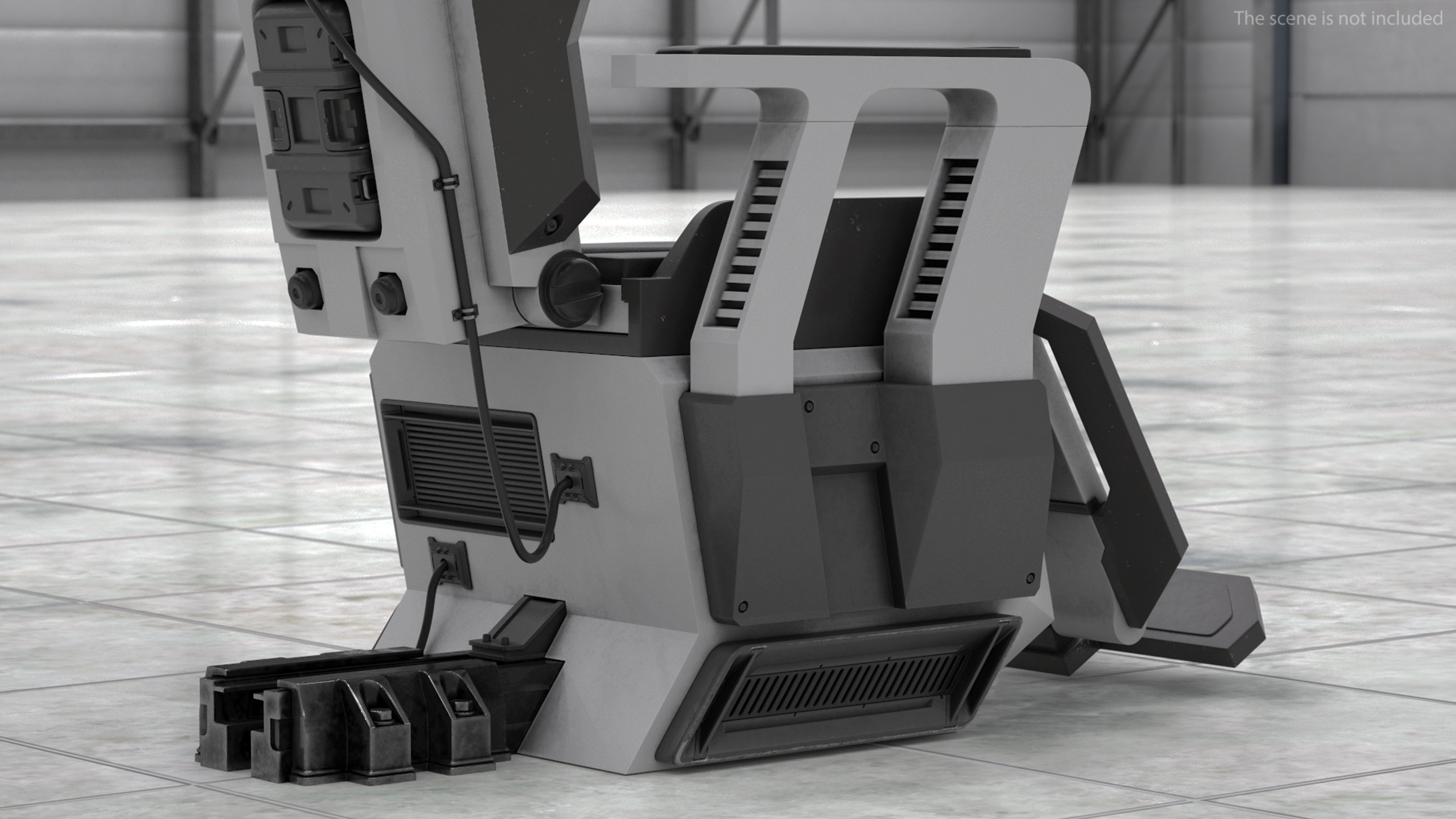 3D Pilot Seat Futuristic Grey