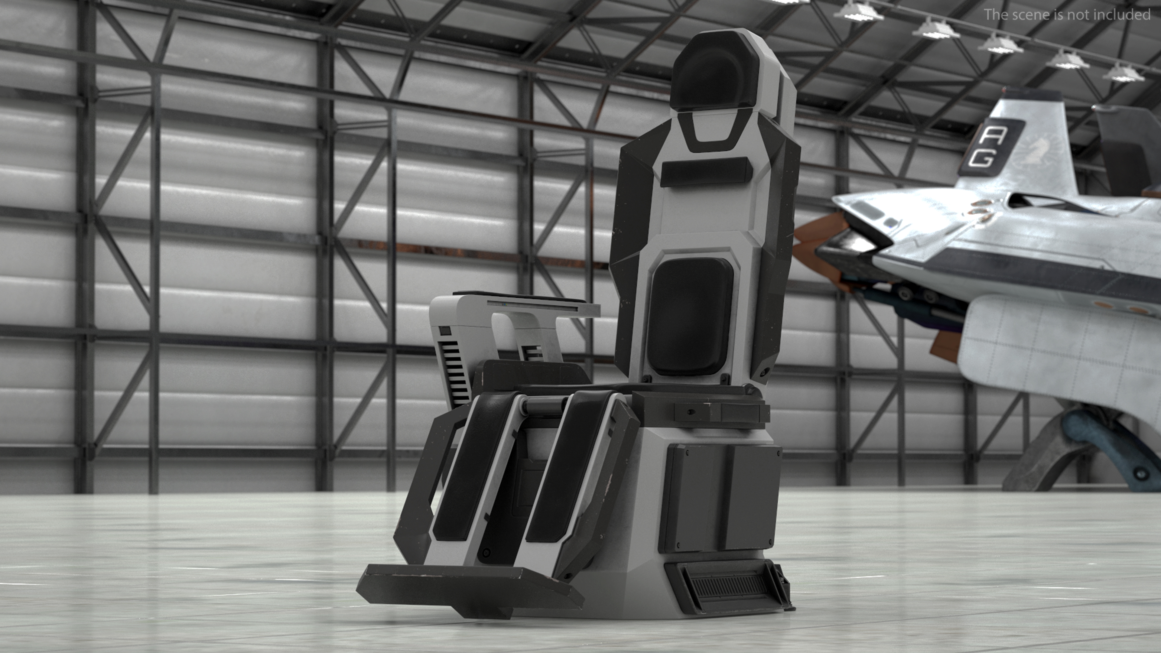 3D Pilot Seat Futuristic Grey