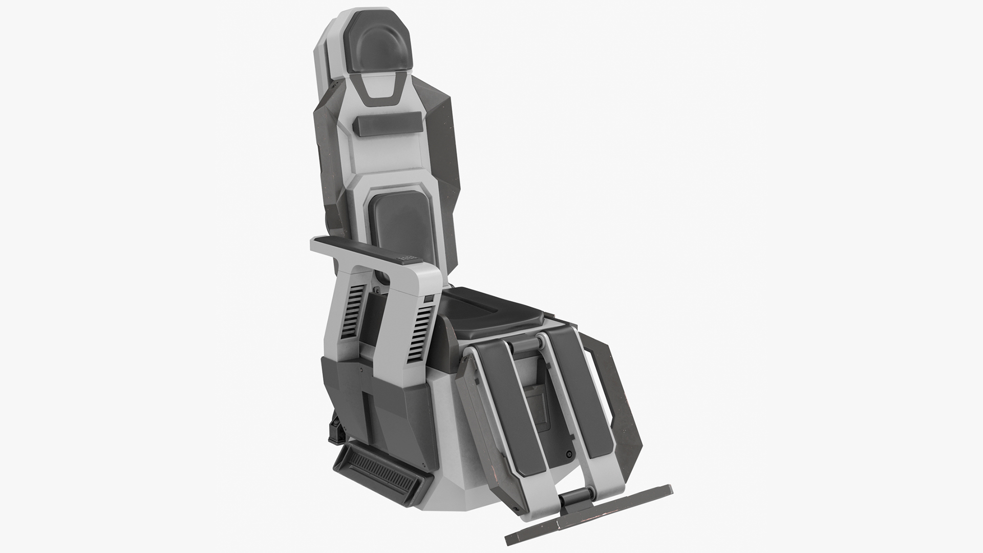 3D Pilot Seat Futuristic Grey