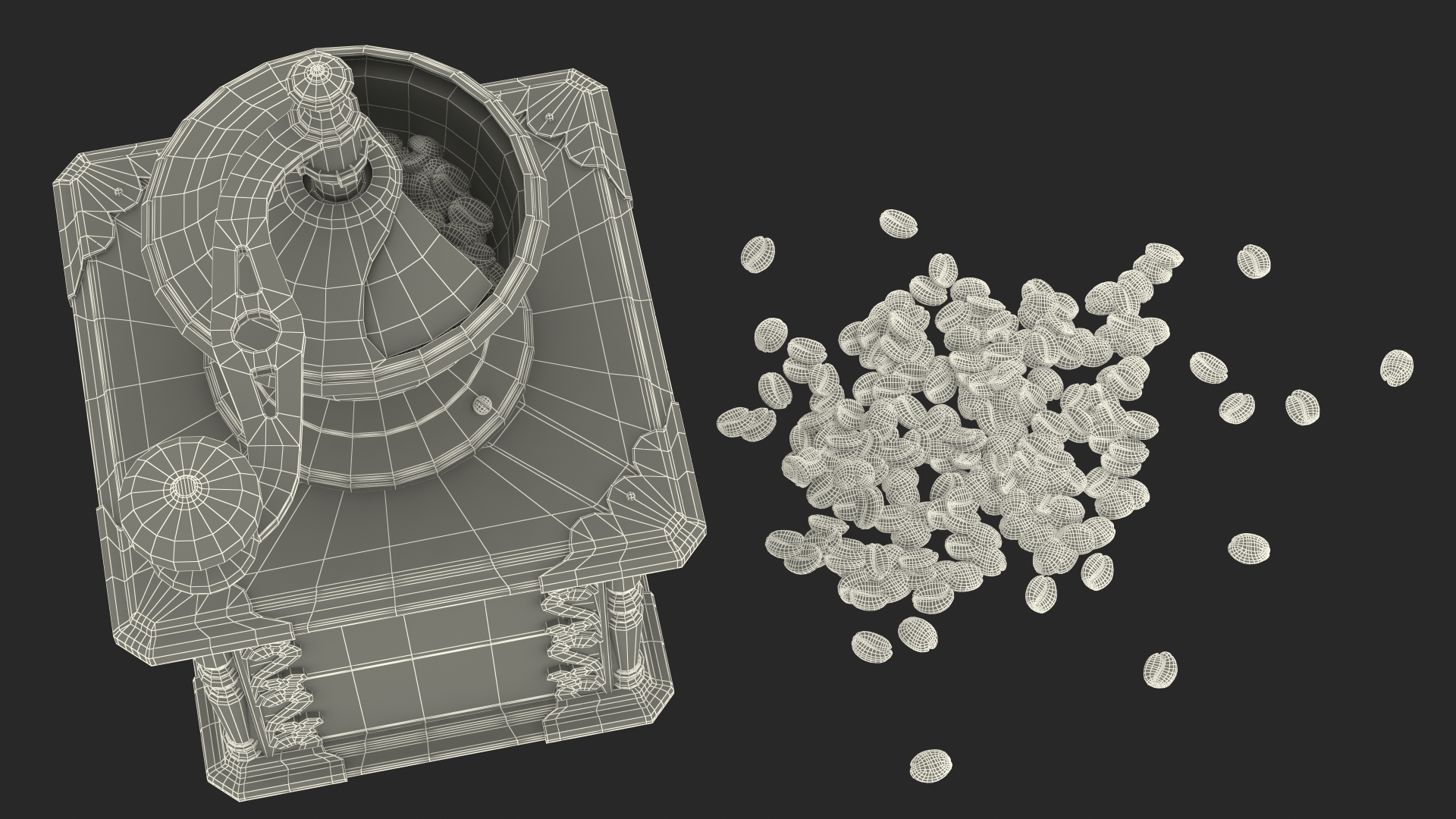 3D model Vintage Coffee Grinder with Coffee Beans