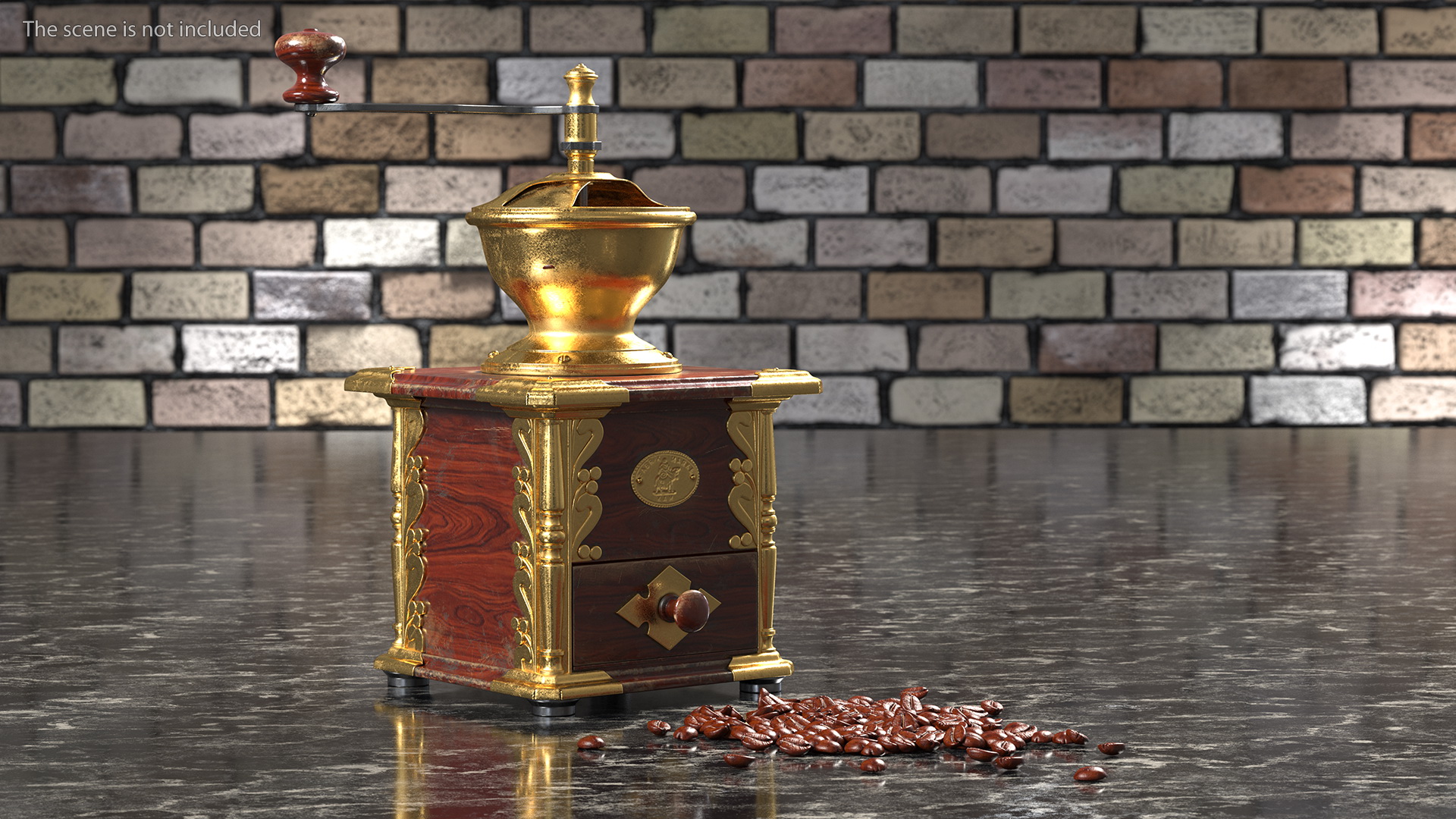 3D model Vintage Coffee Grinder with Coffee Beans