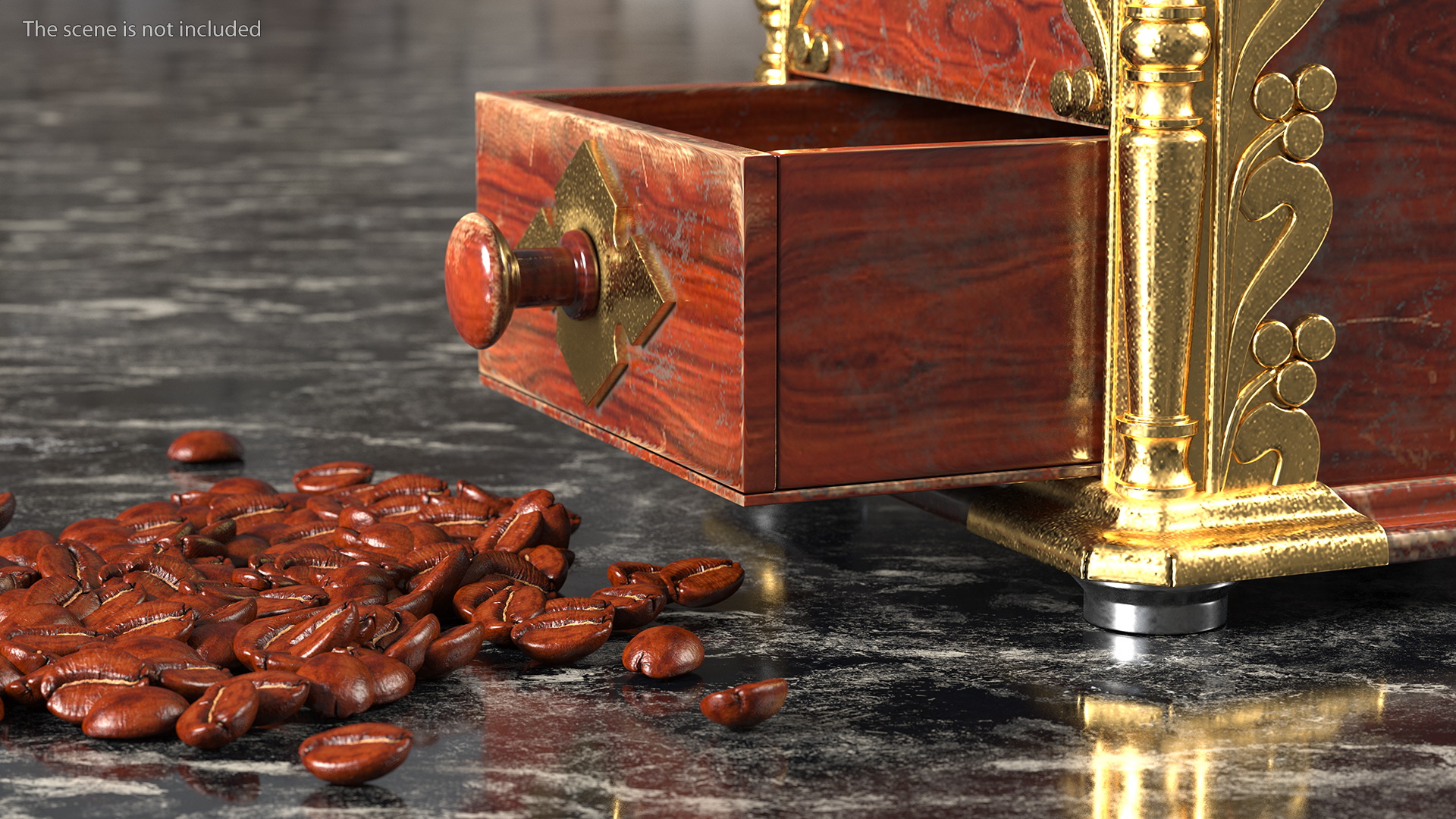 3D model Vintage Coffee Grinder with Coffee Beans