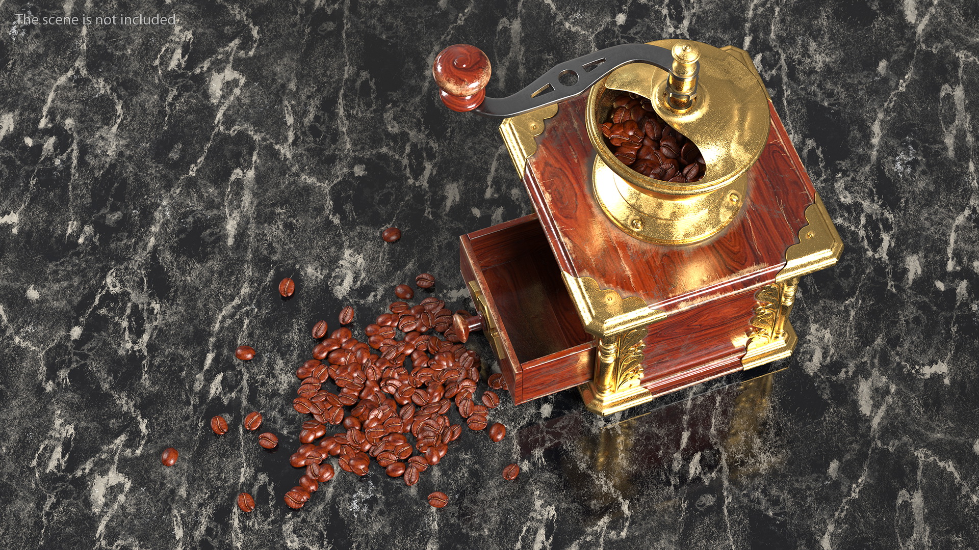 3D model Vintage Coffee Grinder with Coffee Beans