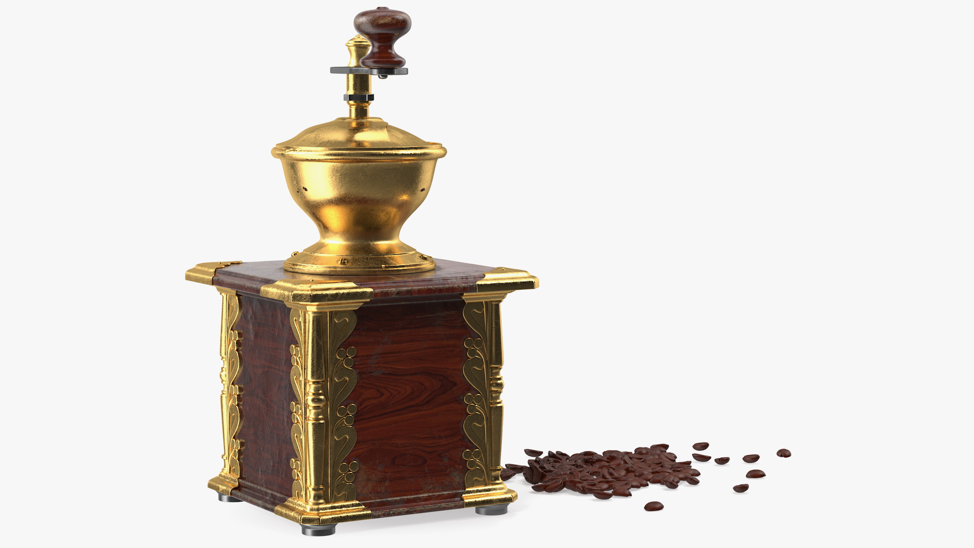 3D model Vintage Coffee Grinder with Coffee Beans