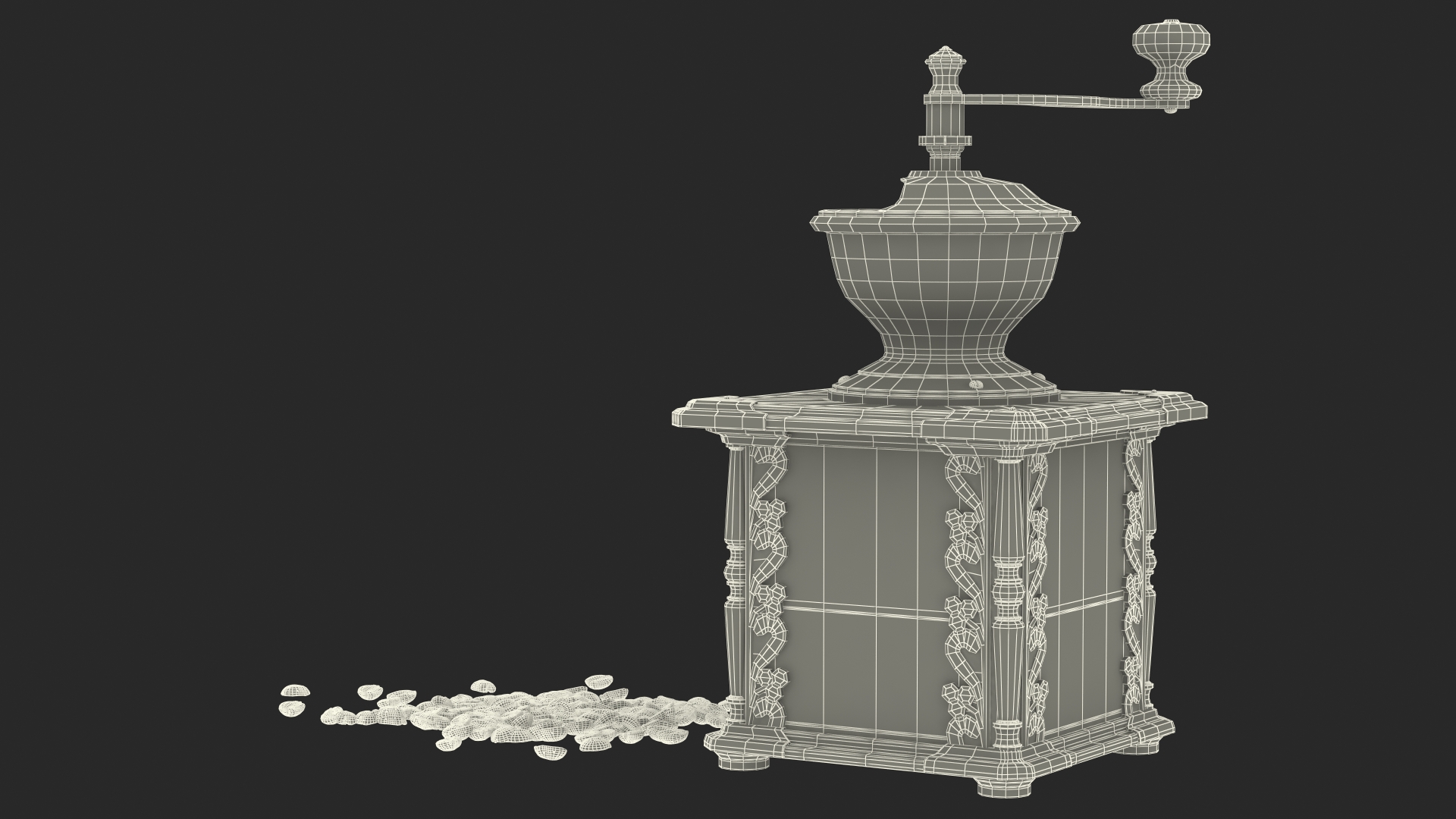 3D model Vintage Coffee Grinder with Coffee Beans