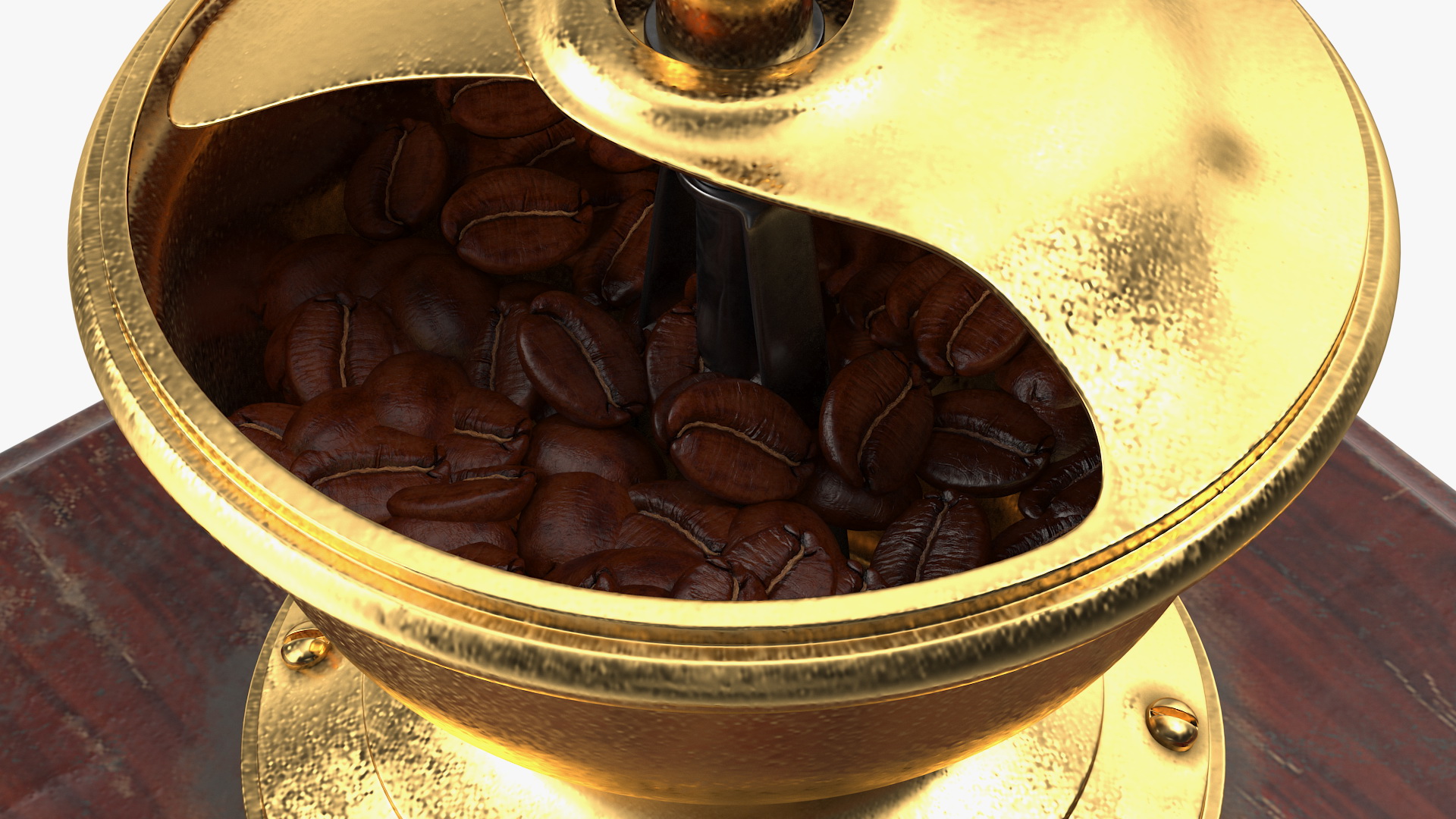 3D model Vintage Coffee Grinder with Coffee Beans