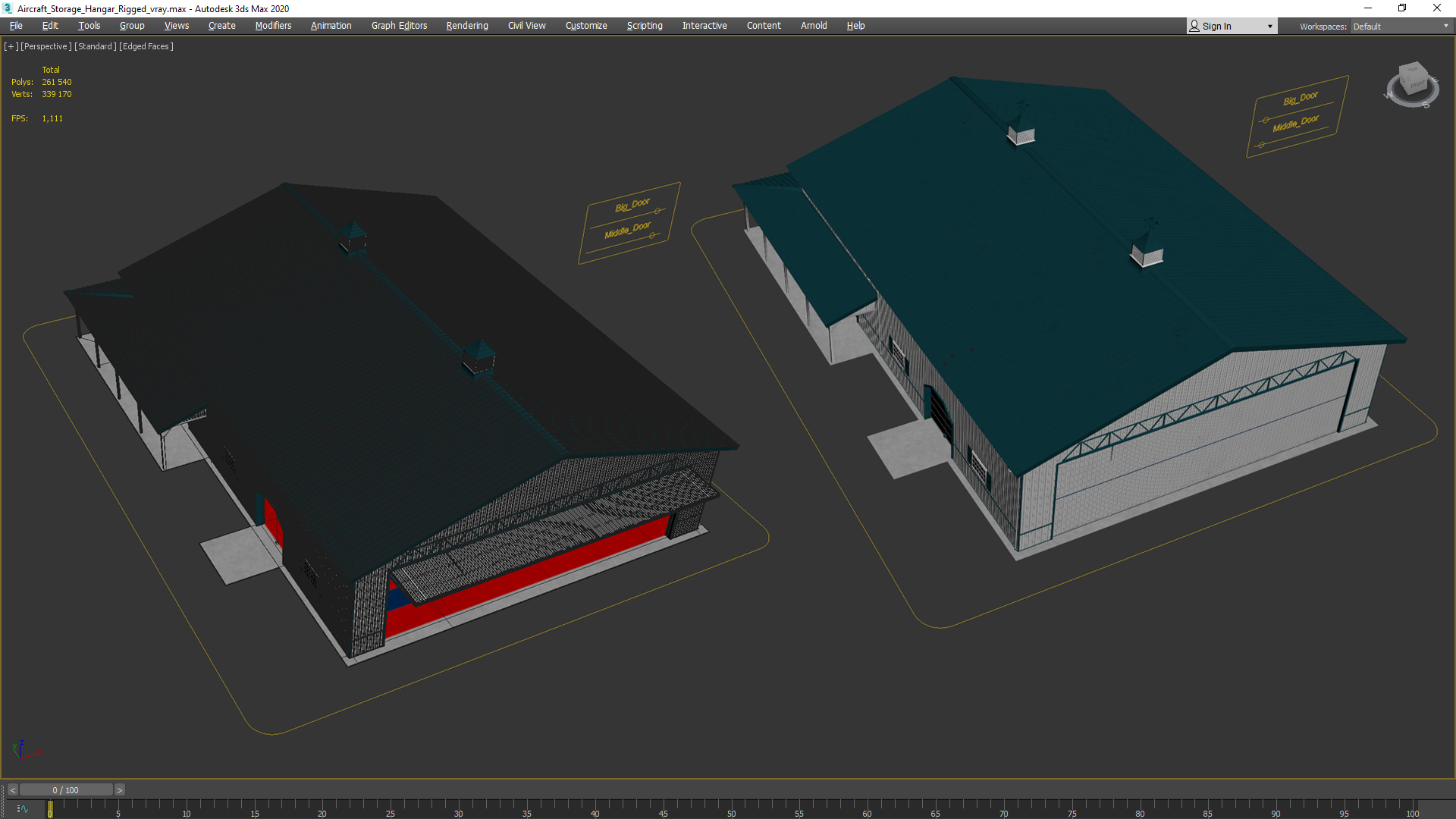 3D model Aircraft Storage Hangar Rigged