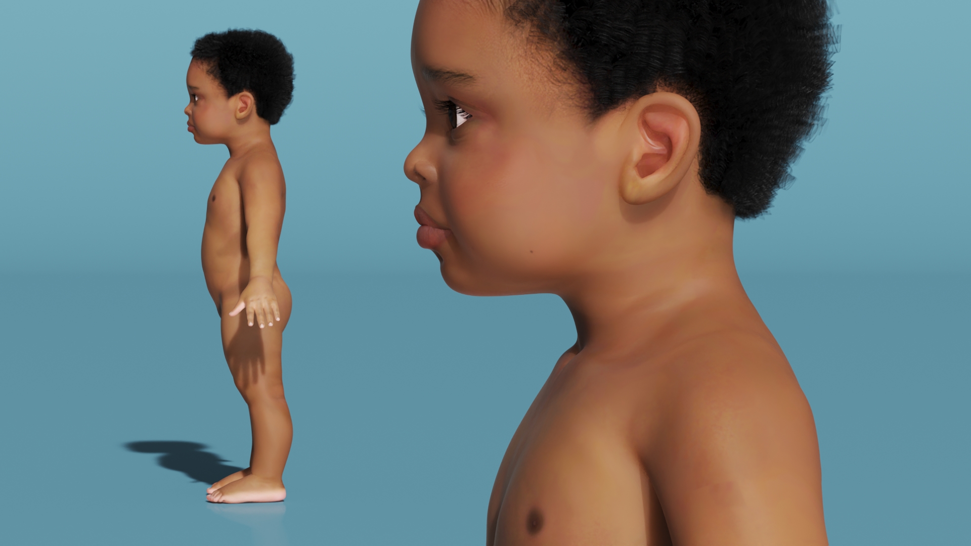 3D model Black Baby Boy Light Skin