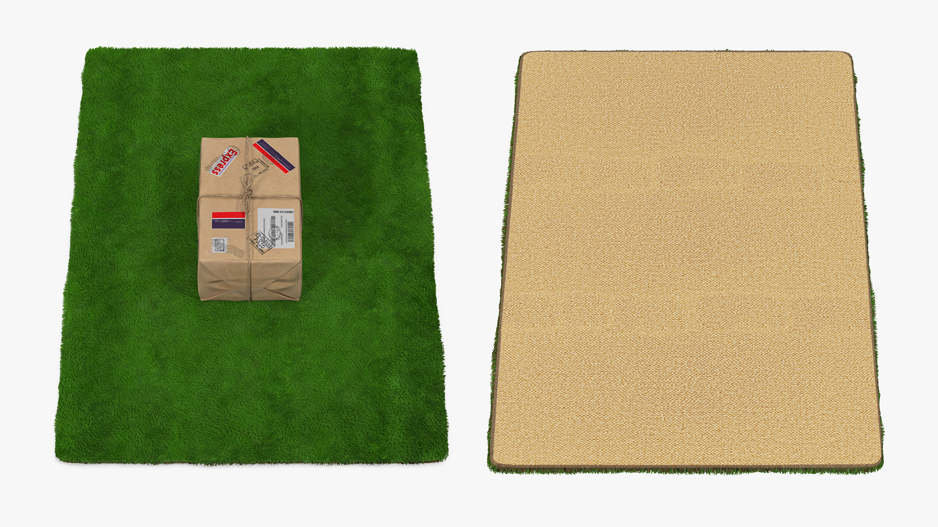 Mail Package on Doormat Fur 3D