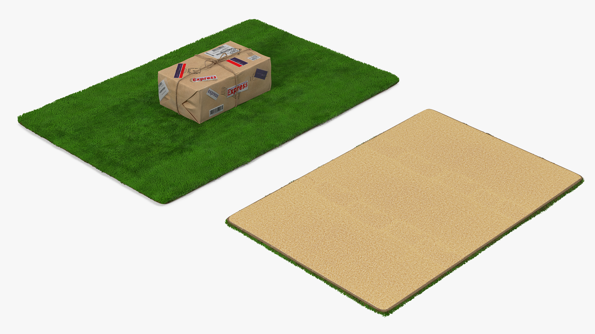 Mail Package on Doormat Fur 3D