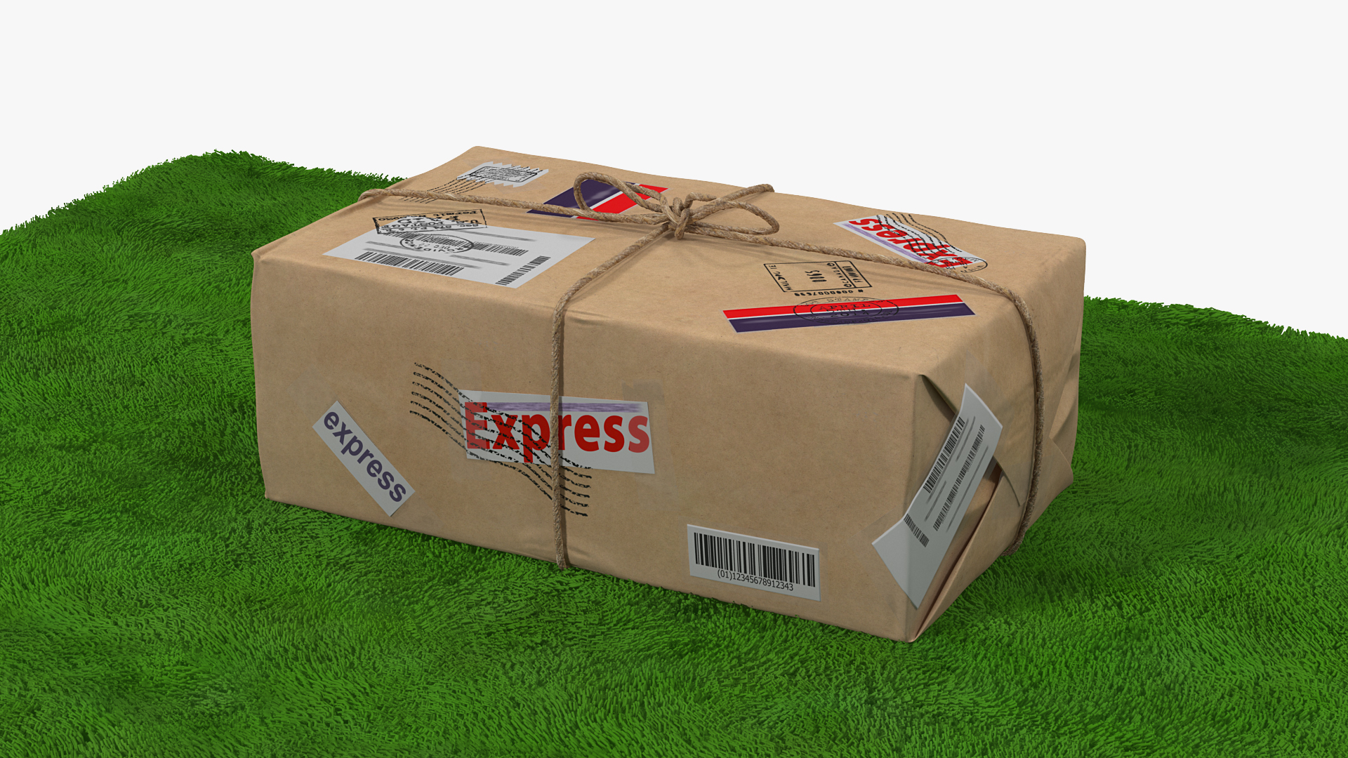 Mail Package on Doormat Fur 3D