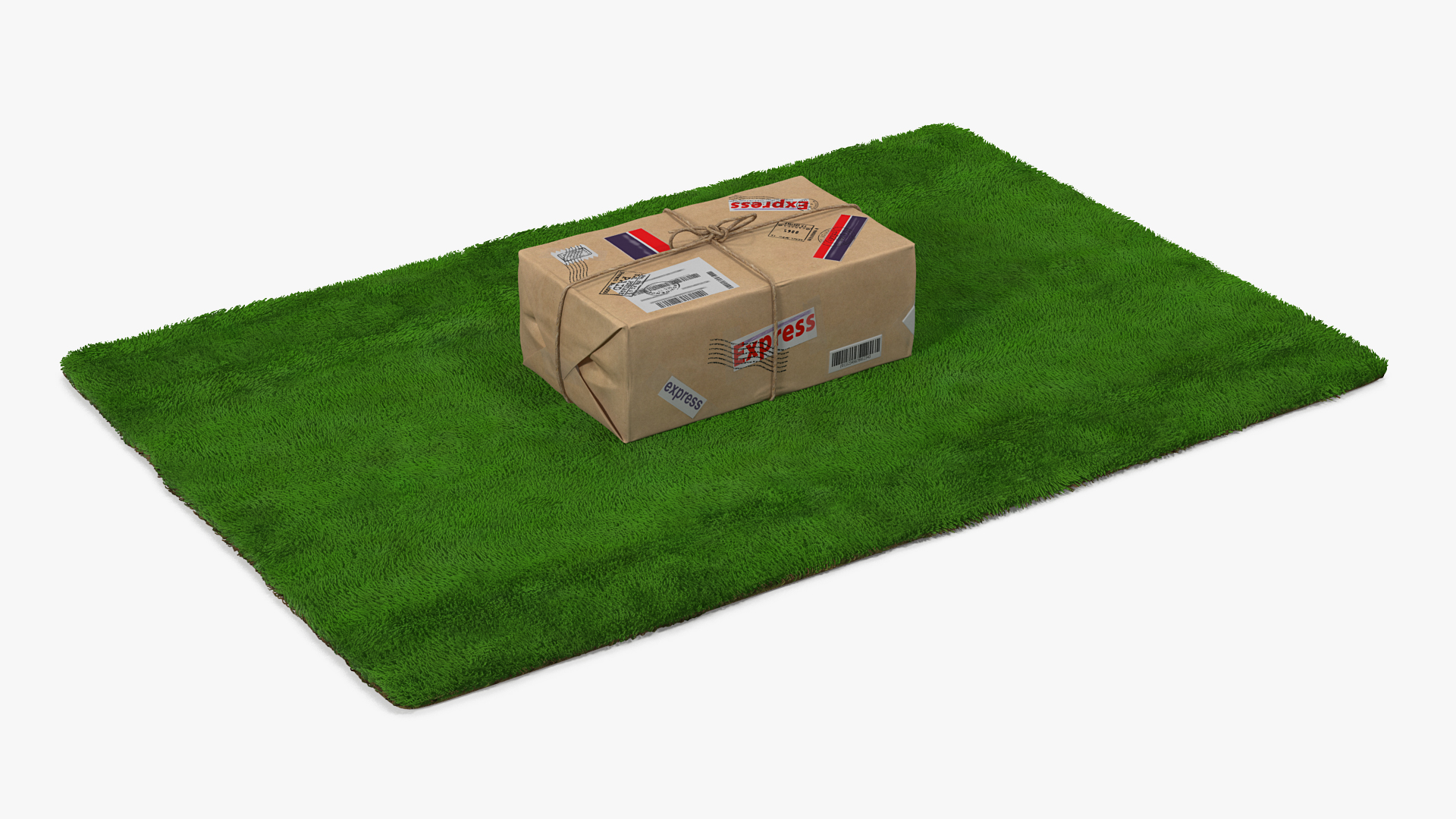 Mail Package on Doormat Fur 3D