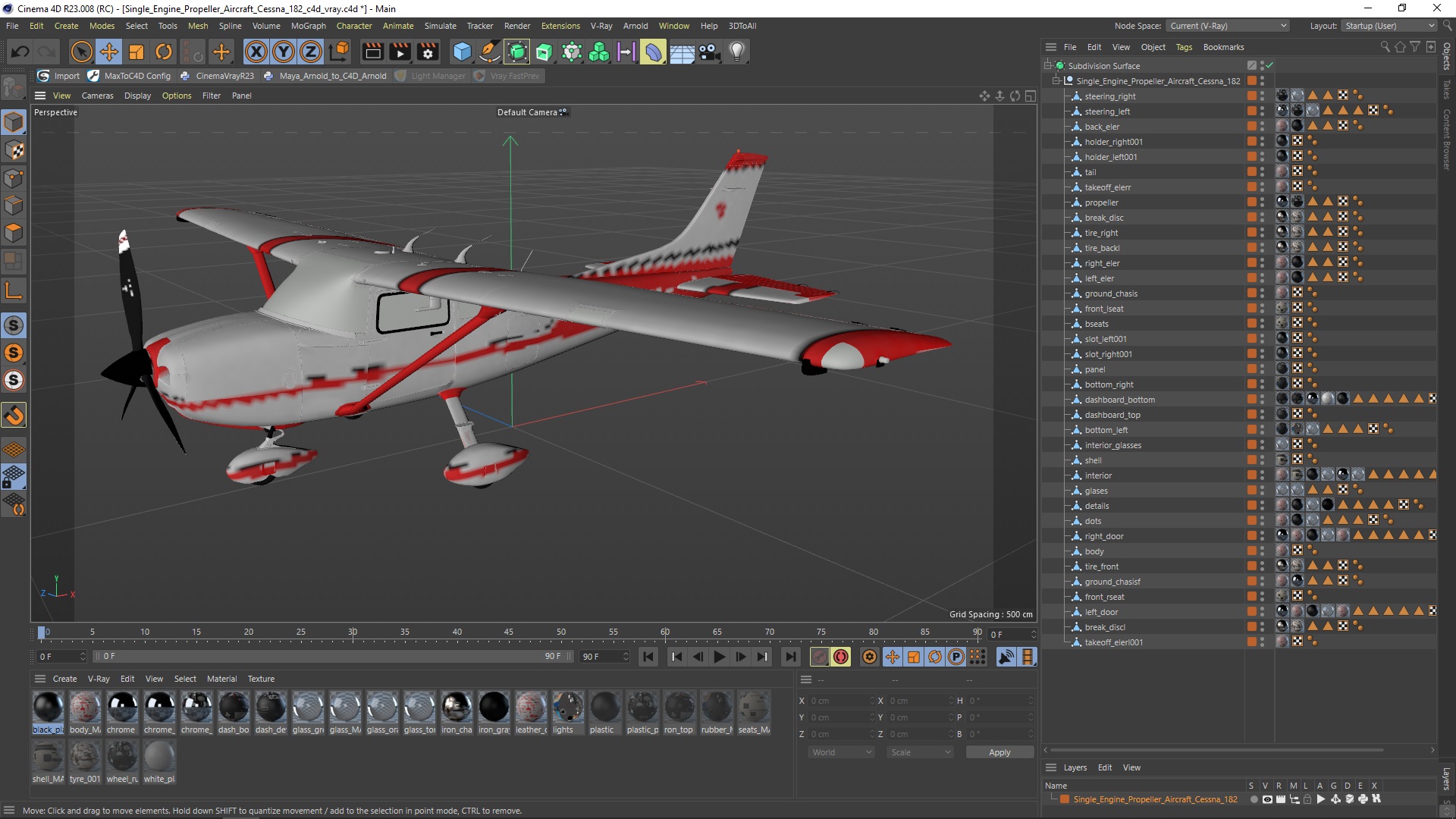3D Single Engine Propeller Aircraft Cessna 182 model